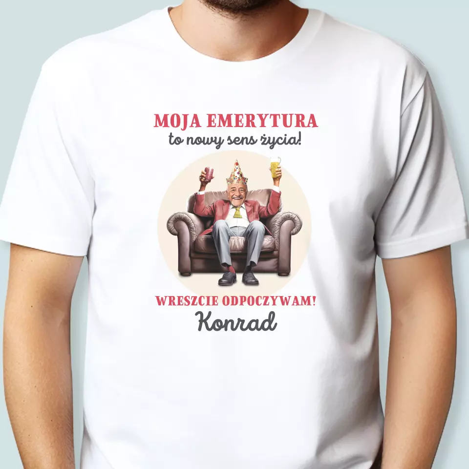 Twoja Postać: Emerytura To Sens Życia - Koszulka Męska z Nadrukiem - Image 2