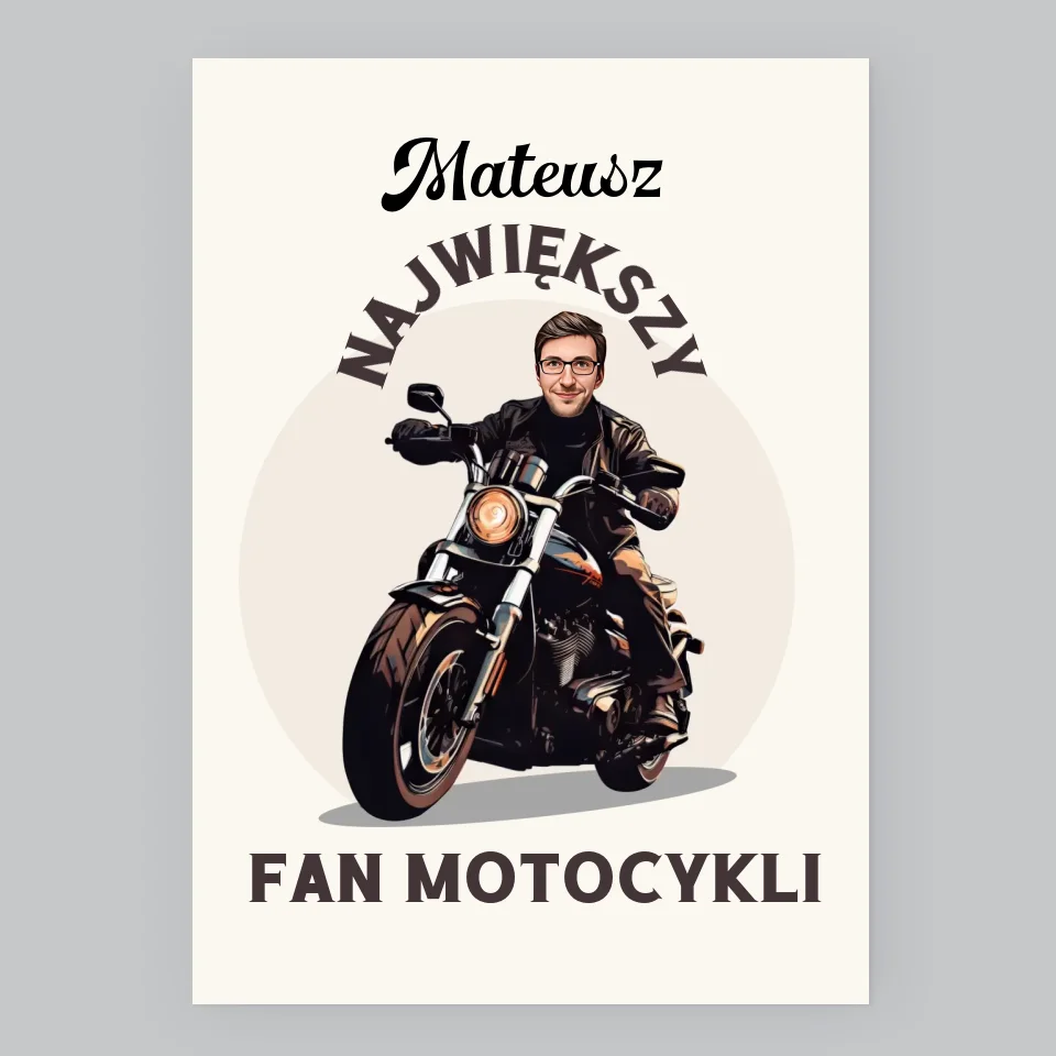 Twoja Postać: Fan Motocykli - Wydruk Obramowany