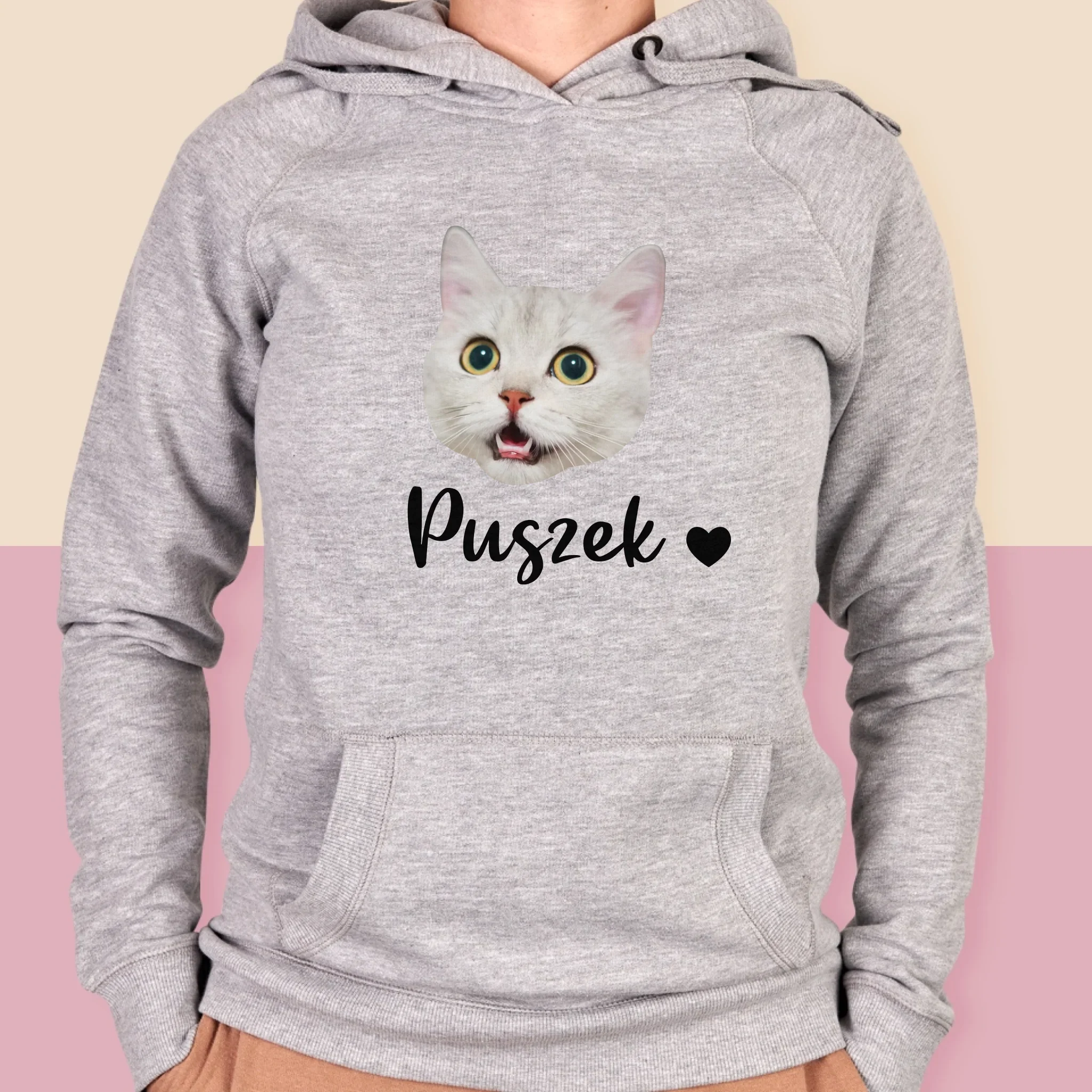 Twoja Postać: Głowa Twojego Kotka - Bluza Damska z Kapturem - Image 4