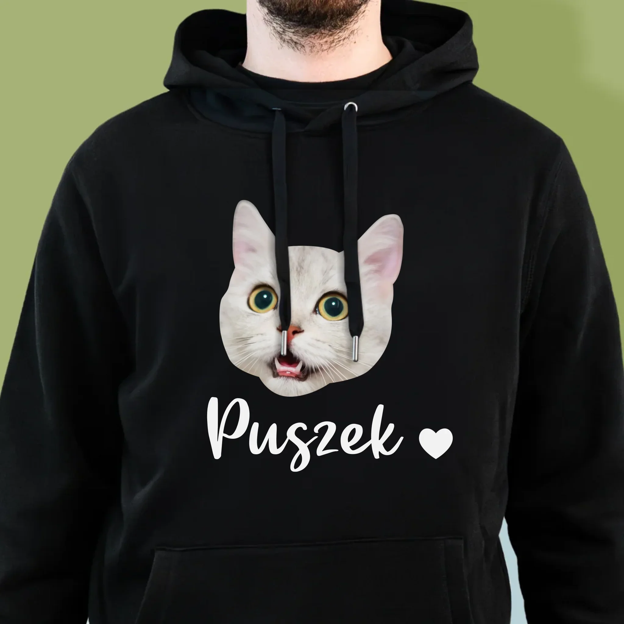 Twoja Postać: Głowa Twojego Kotka - Bluza Męska z Kapturem - Image 2