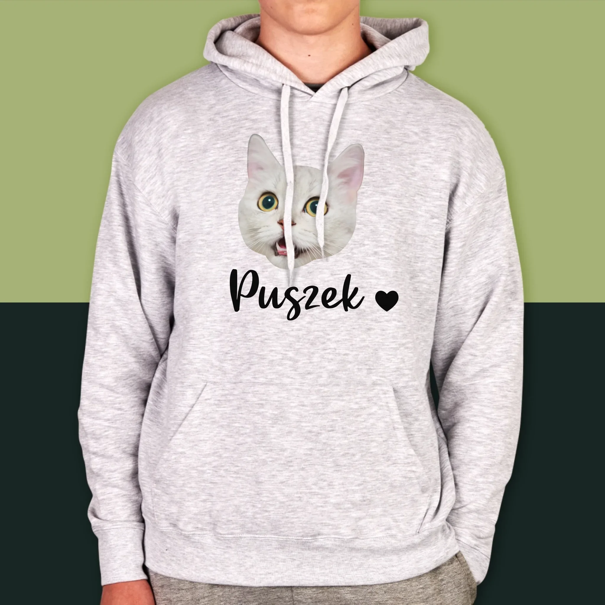 Twoja Postać: Głowa Twojego Kotka - Bluza Męska z Kapturem - Image 8