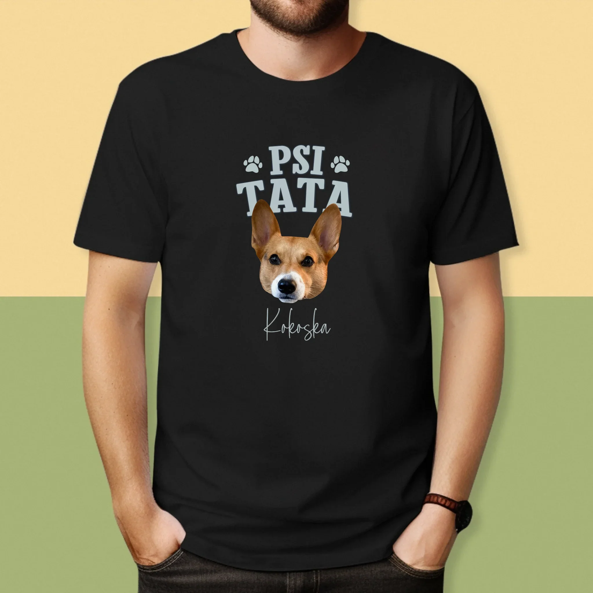 Twoja Postać: Psi Tata - Koszulka Męska z Nadrukiem - Image 5