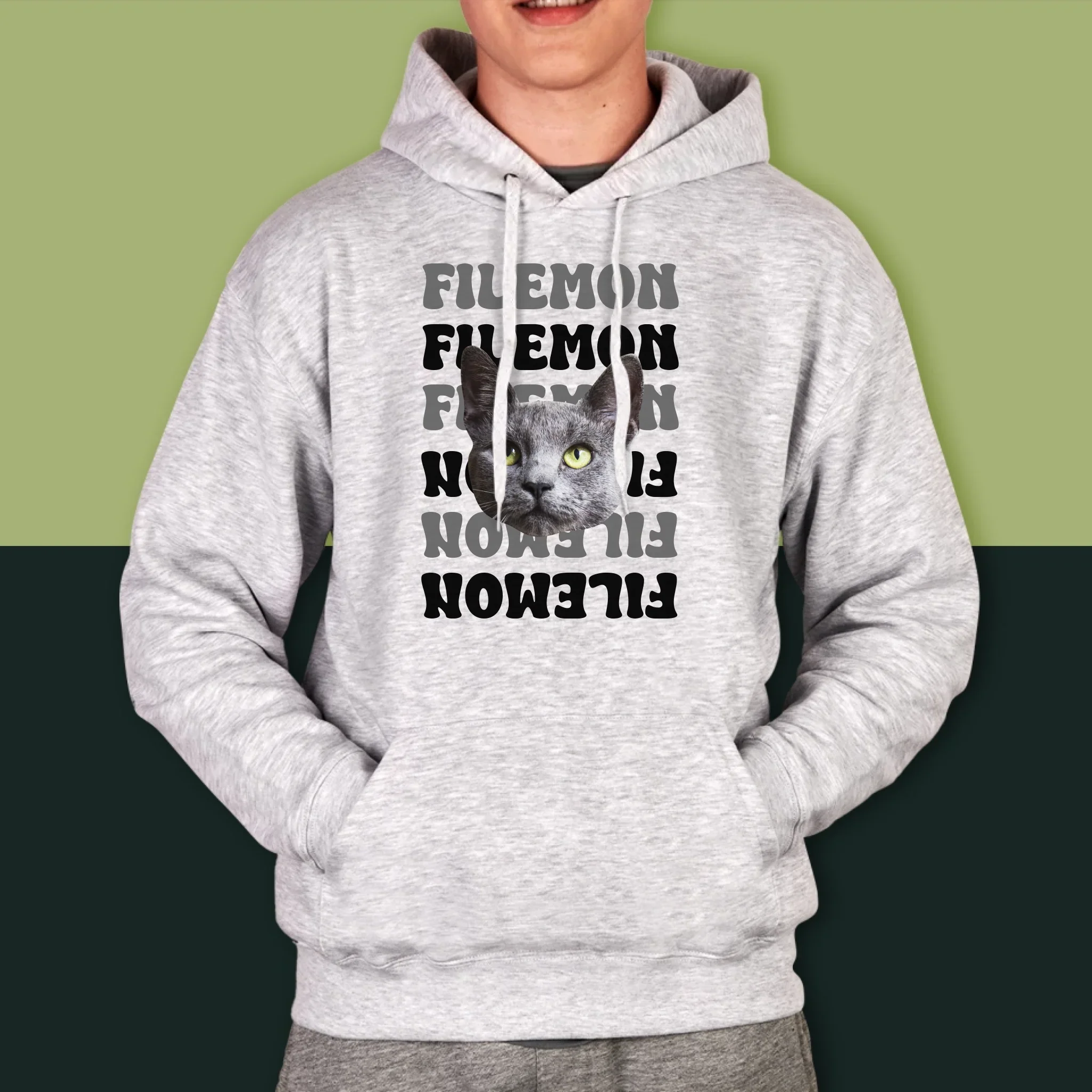 Twoja Postać: Zdjęcie Pupila z Imieniem - Bluza Męska z Kapturem - Image 5