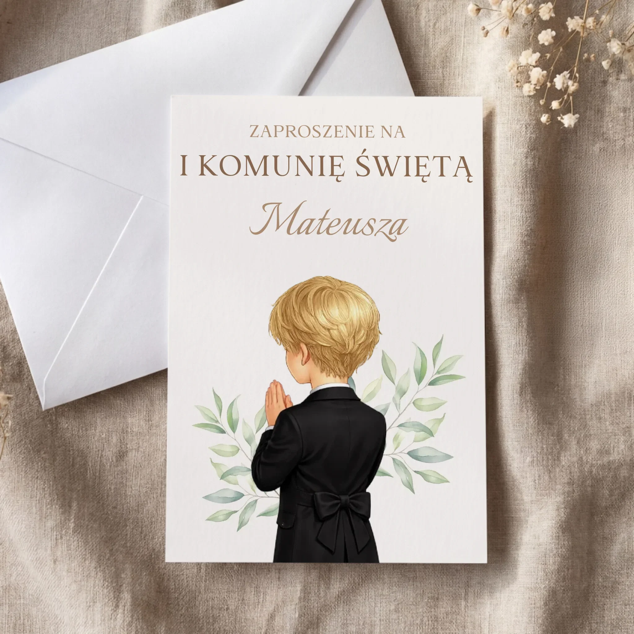 Zaproszenie: Na Komunię Chłopiec - Zaproszenia Kwadratowe Na Komunię - Image 4