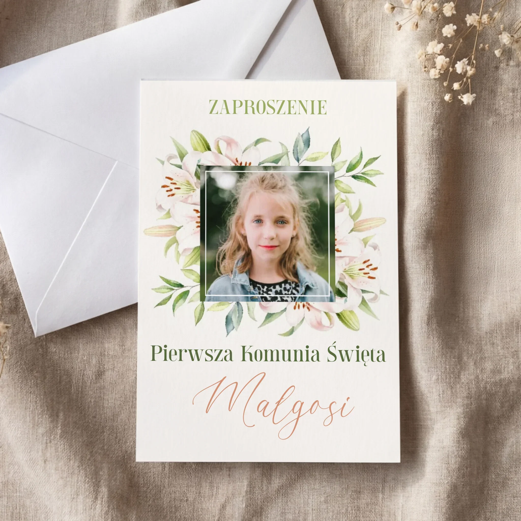 Zaproszenie: Na Pierwszą Komunię Świętą - Zaproszenia Kwadratowe Na Komunię - Image 4