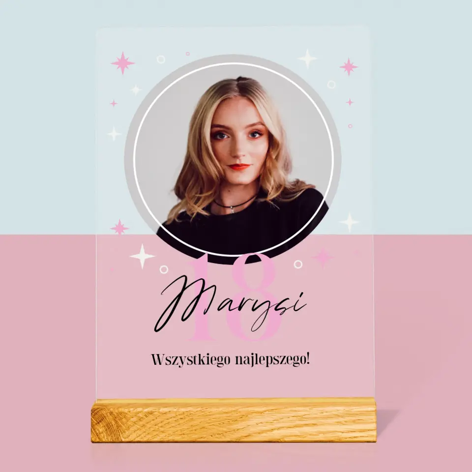 Zdjęcie i Podpis: 18 Gwiazdki - Wydruk Na Szkle Akrylowym - Image 3