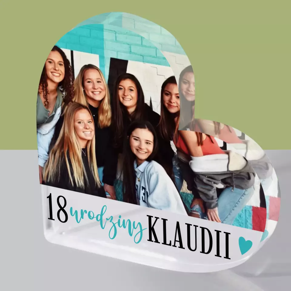 Zdjęcie i Podpis: 18 Urodziny Pamiątka - Blok Akrylowy Serce - Image 2