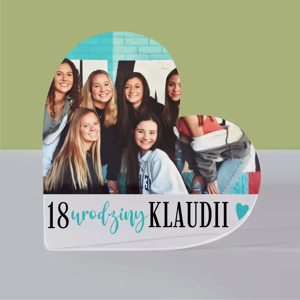 Zdjęcie i Podpis: 18 Urodziny Pamiątka - Blok Akrylowy Serce - Image 3