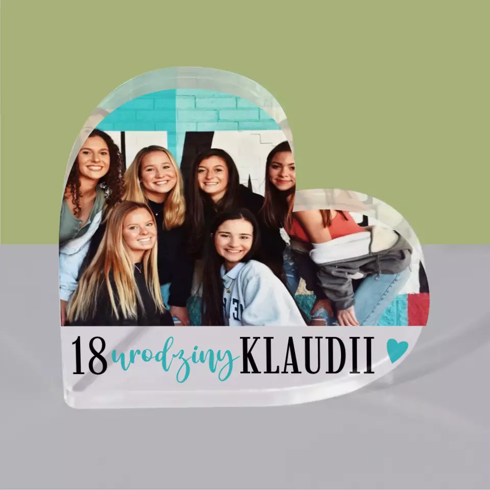 Zdjęcie i Podpis: 18 Urodziny Pamiątka - Blok Akrylowy Serce - Image 4