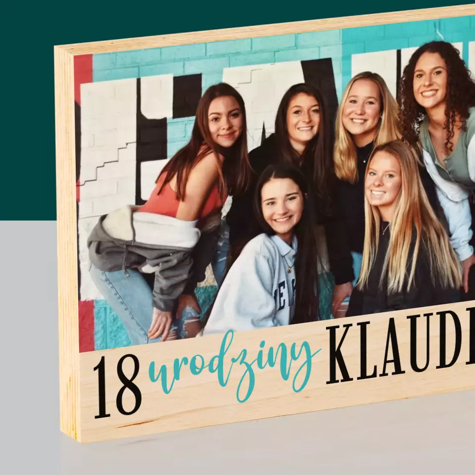 Zdjęcie i Podpis: 18 Urodziny Pamiątka - Wydruk Na Drewnie - Image 2