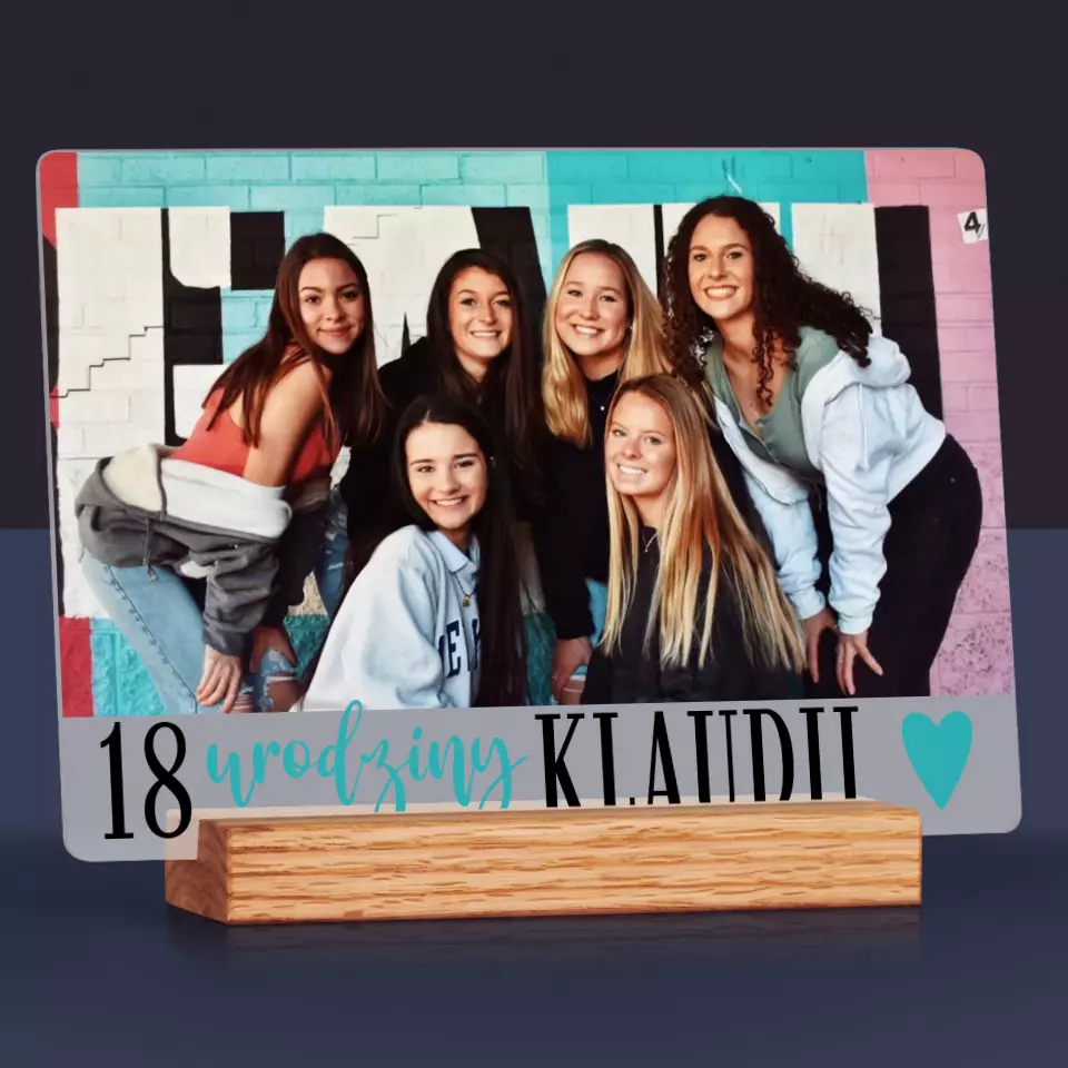 Zdjęcie i Podpis: 18 Urodziny Pamiątka - Wydruk Na Szkle Akrylowym - Image 2