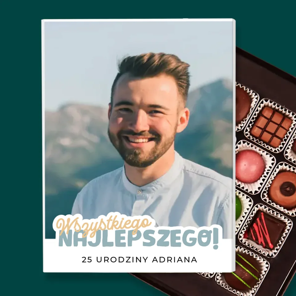 Zdjęcie i Podpis: 25 Urodziny Wszystkiego Najlepszego - Personalizowane Praliny - Image 2