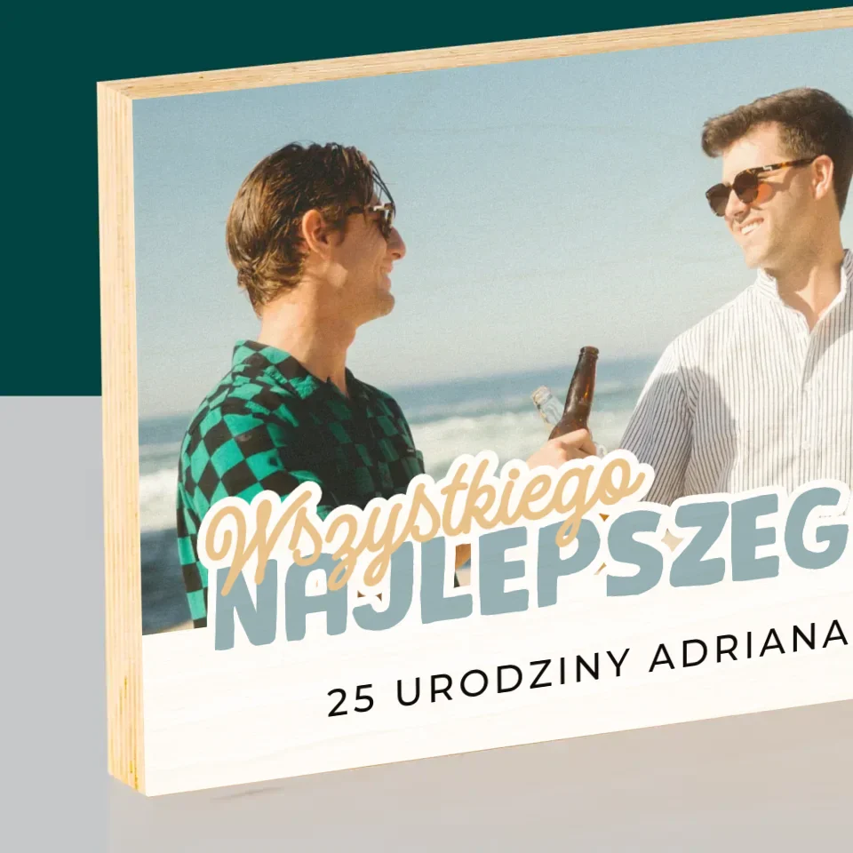 Zdjęcie i Podpis: 25 Urodziny Wszystkiego Najlepszego - Wydruk Na Drewnie - Image 2