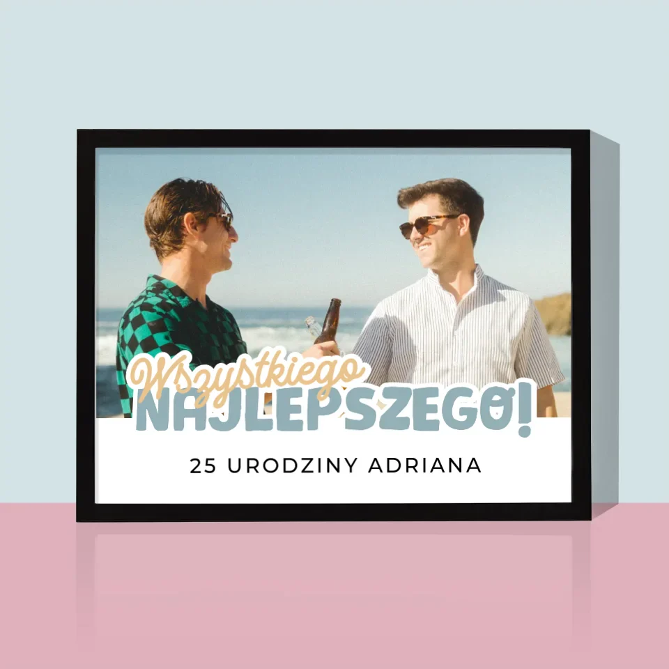 Zdjęcie i Podpis: 25 Urodziny Wszystkiego Najlepszego - Wydruk Obramowany 30X40
