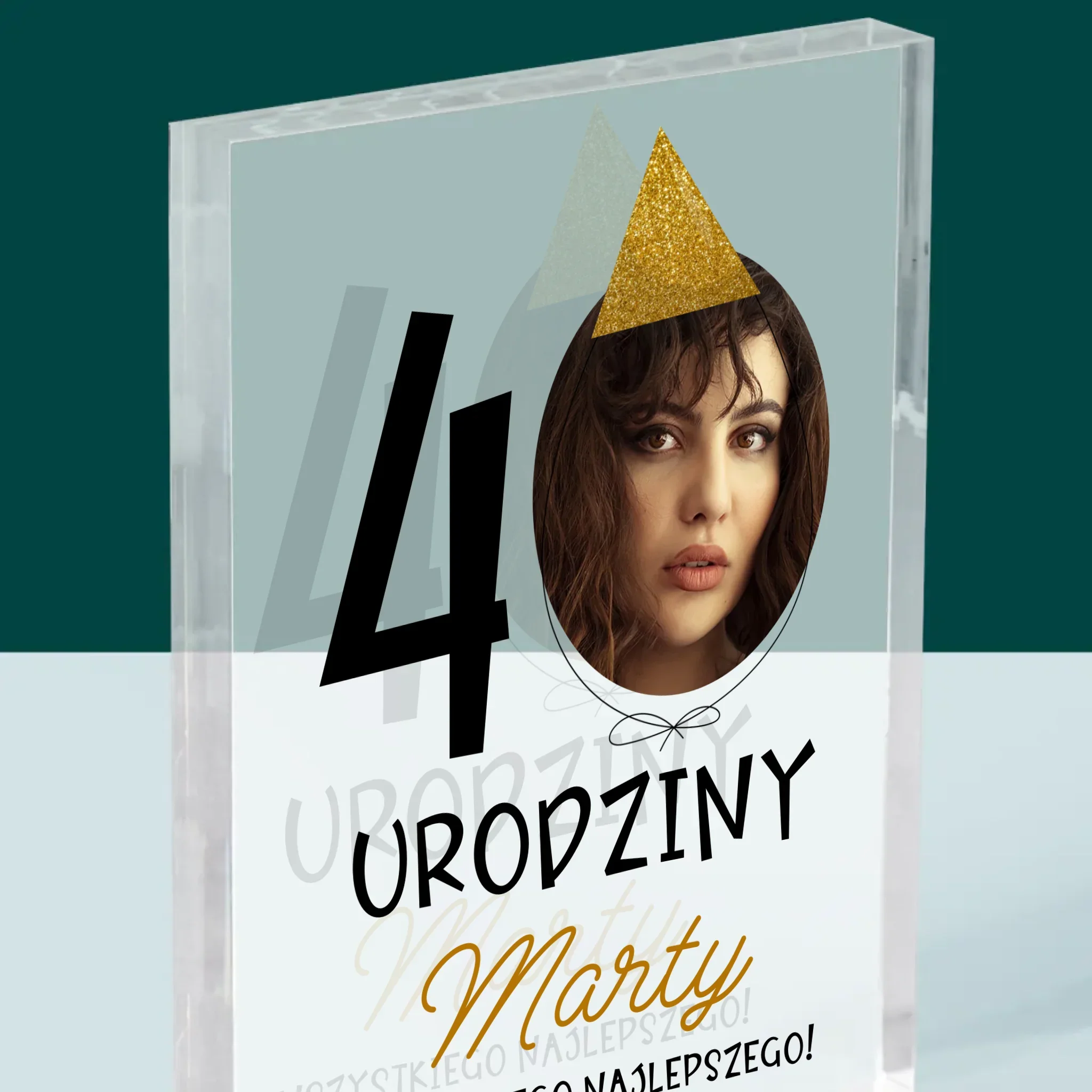 Zdjęcie I Podpis: 40 Urodziny Czapeczka - Blok Akrylowy - Image 2