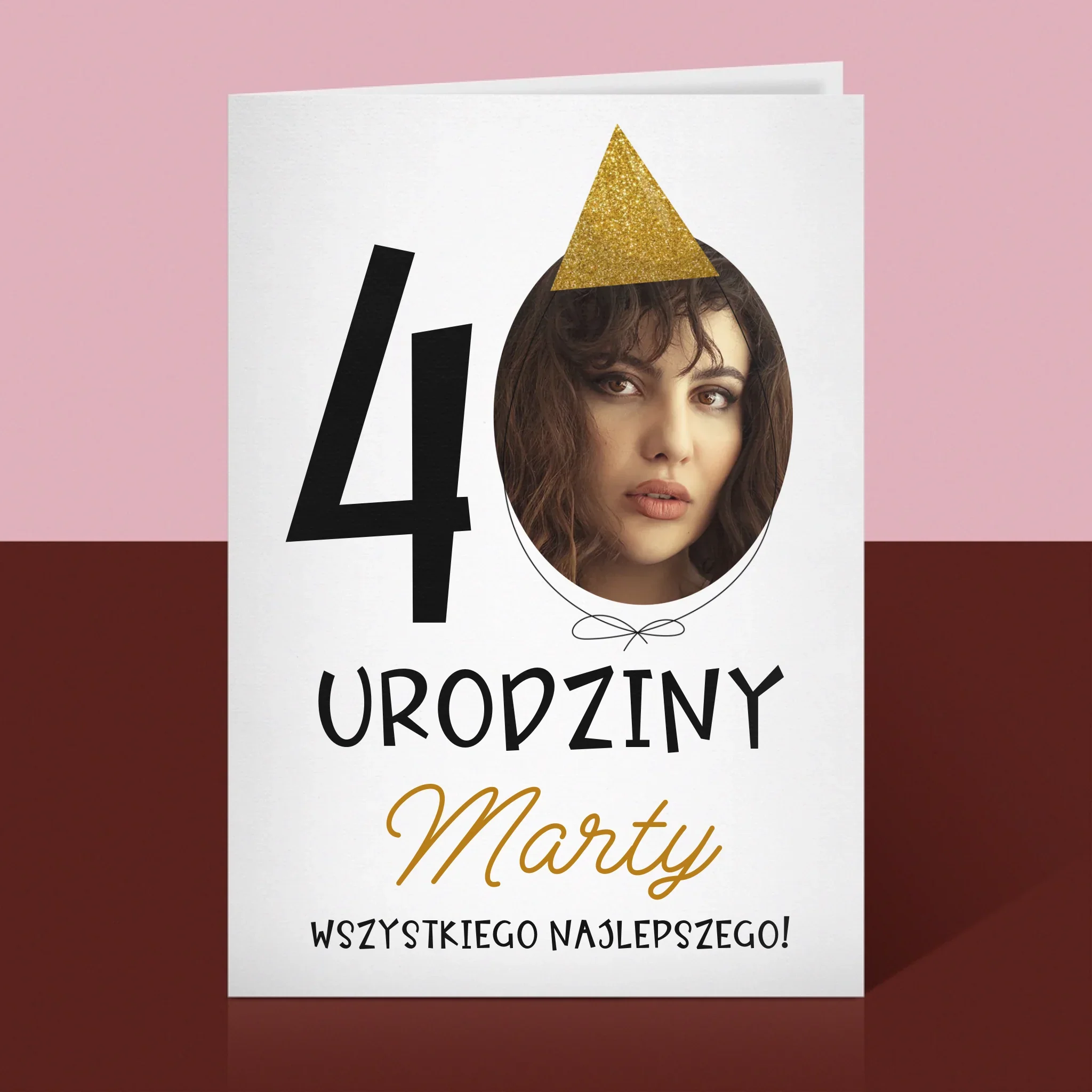 Zdjęcie I Podpis: 40 Urodziny Czapeczka - Kartka Z Życzeniami