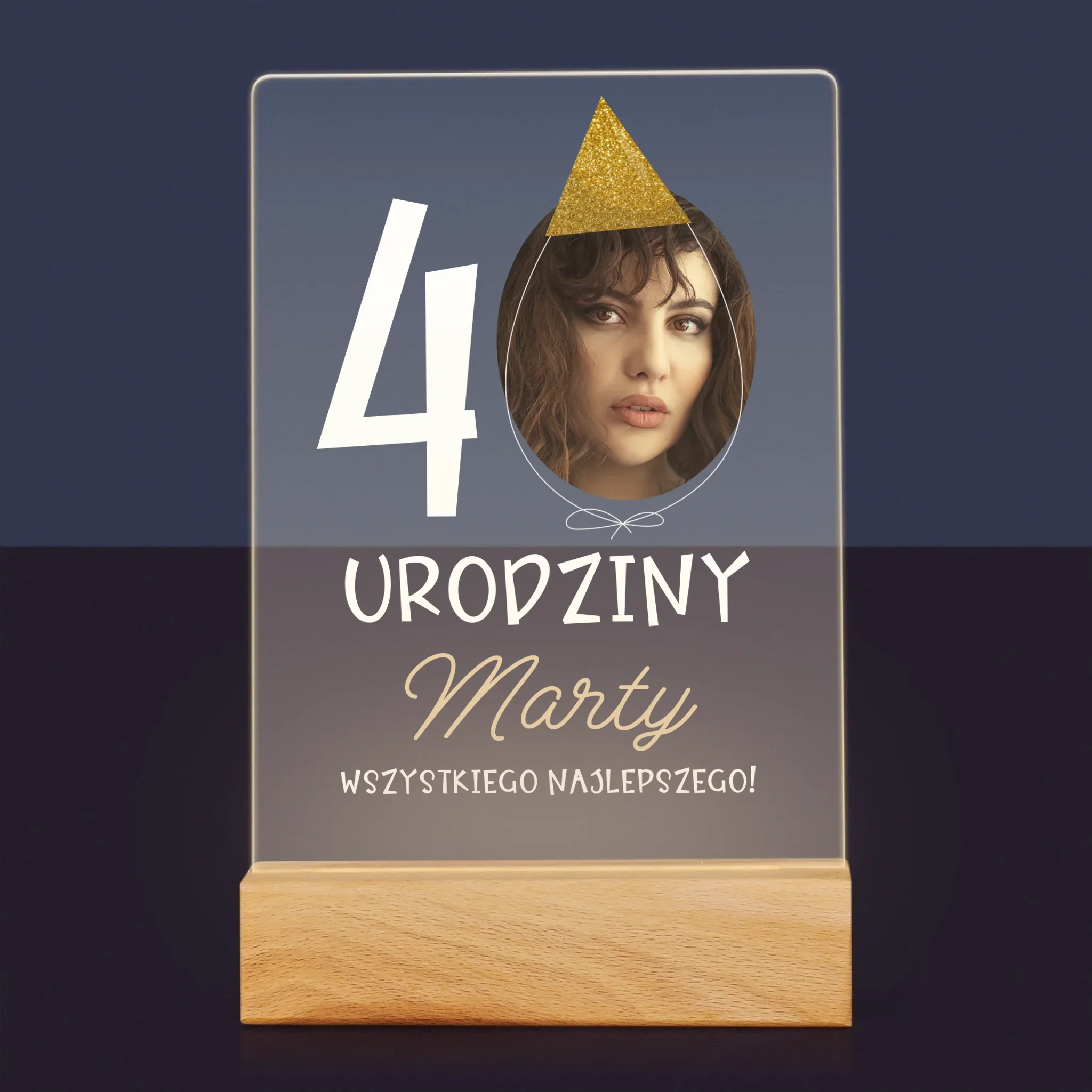 Zdjęcie I Podpis: 40 Urodziny Czapeczka - Wydruk Na Szkle Akrylowym - Image 7