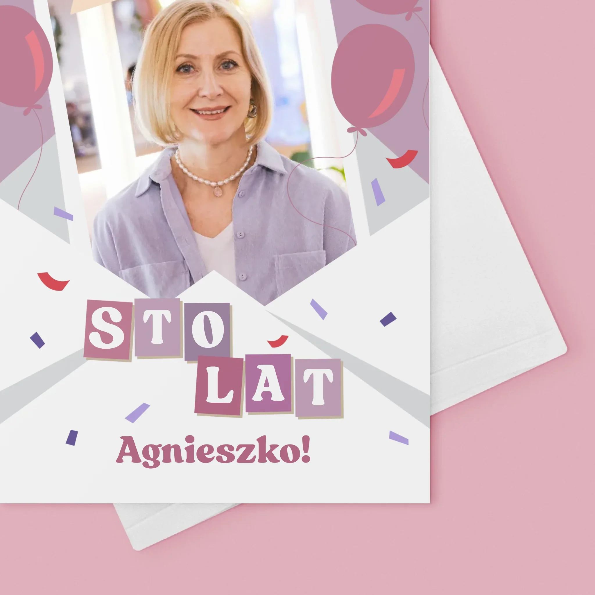 Zdjęcie I Podpis: 50 Urodziny Balony - Kartka Z Życzeniami - Image 4