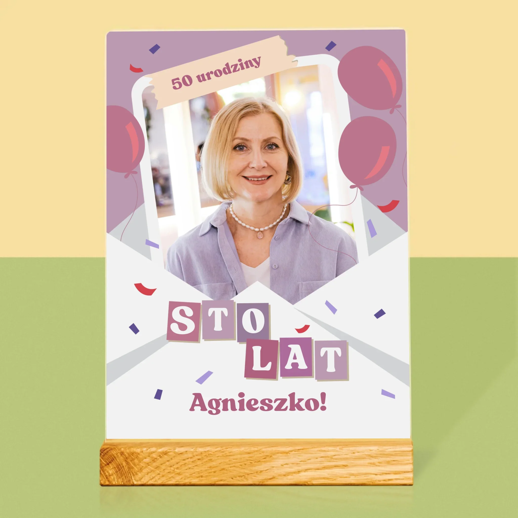 Zdjęcie I Podpis: 50 Urodziny Balony - Wydruk Na Szkle Akrylowym - Image 3