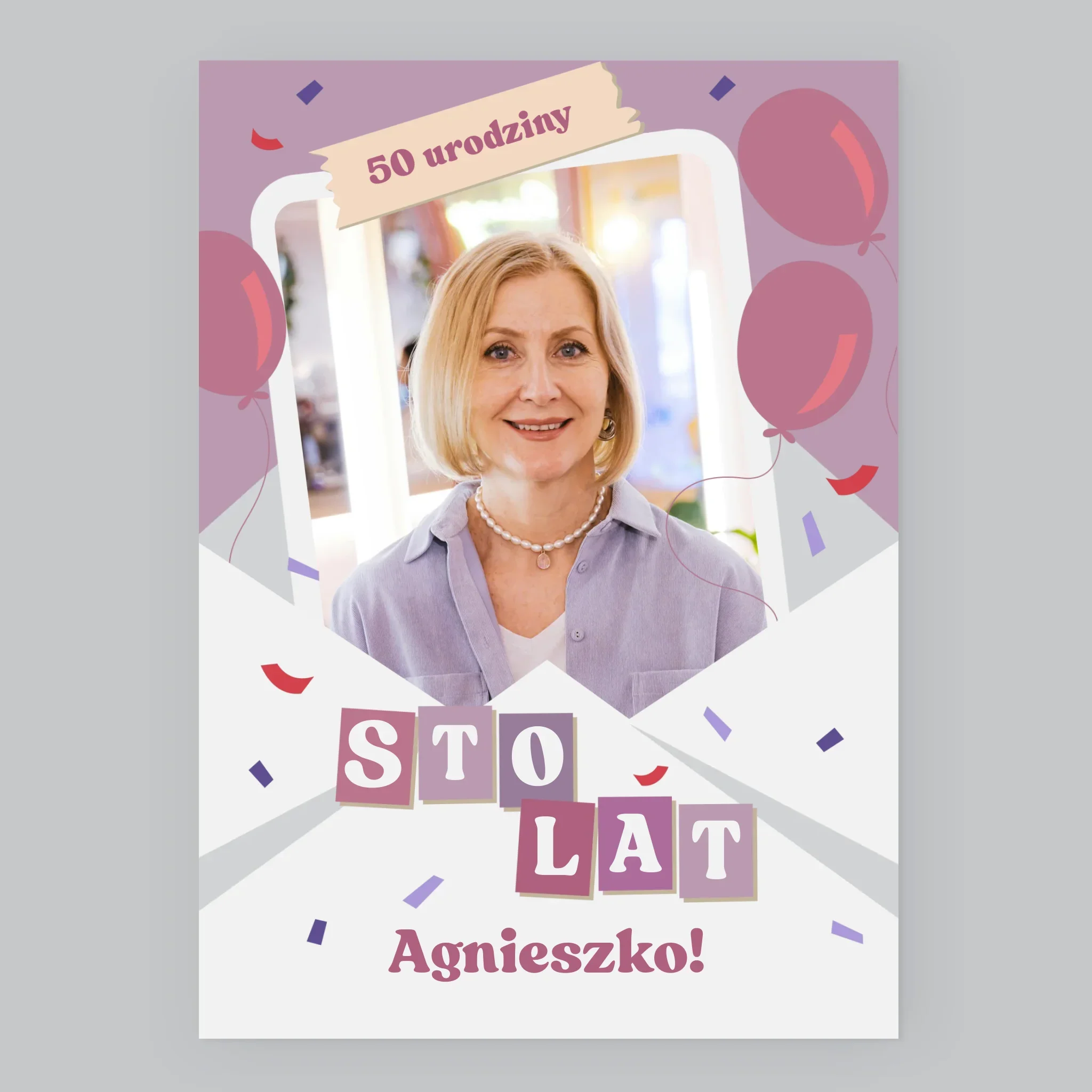Zdjęcie I Podpis: 50 Urodziny Balony - Wydruk Obramowany - Image 8