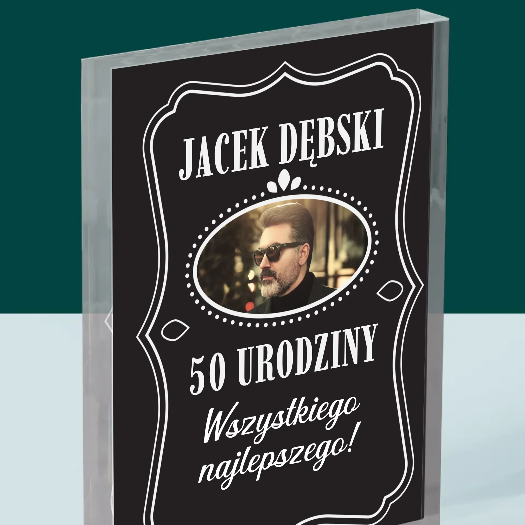Zdjęcie I Podpis: 50 Urodziny Wszystkiego Najlepszego - Blok Akrylowy z Nadrukiem - Image 2