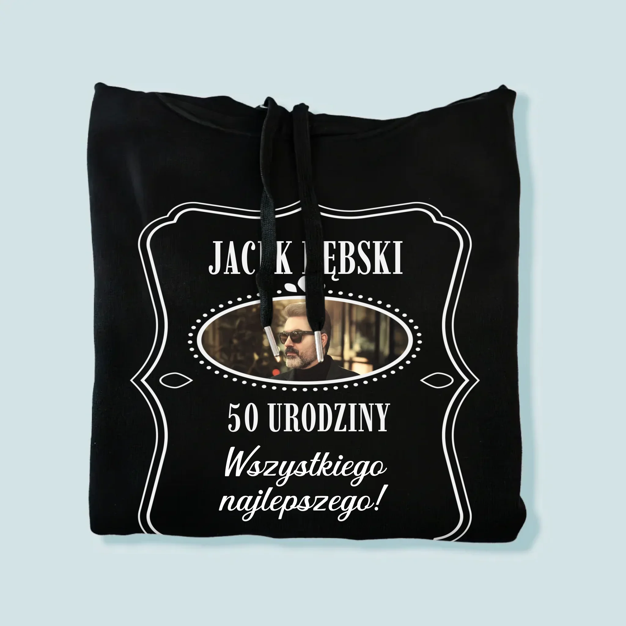 Zdjęcie I Podpis: 50 Urodziny Wszystkiego Najlepszego - Bluza Męska Z Kapturem - Image 4
