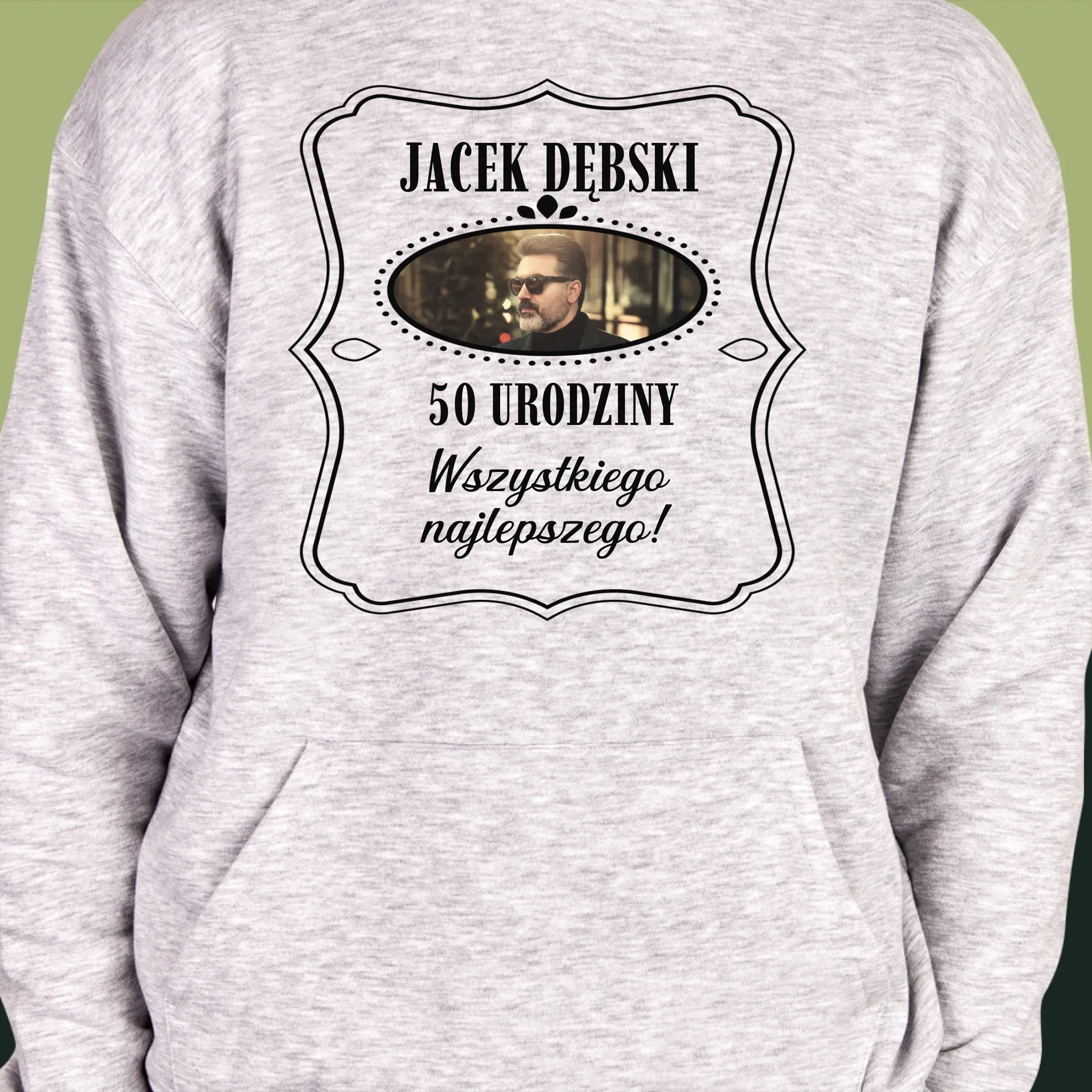 Zdjęcie I Podpis: 50 Urodziny Wszystkiego Najlepszego - Bluza Męska Z Kapturem - Image 6