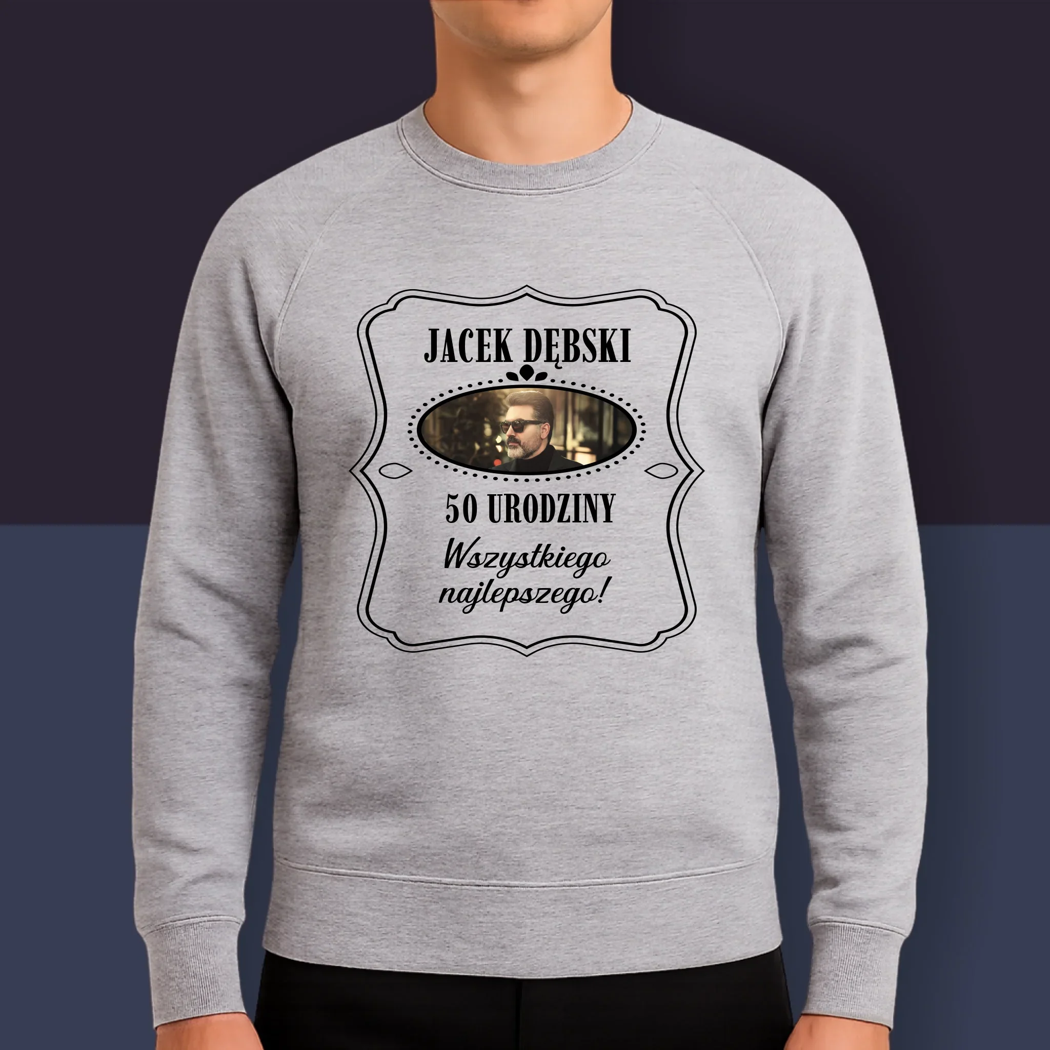 Zdjęcie I Podpis: 50 Urodziny Wszystkiego Najlepszego - Bluza Męska Z Kapturem - Image 9