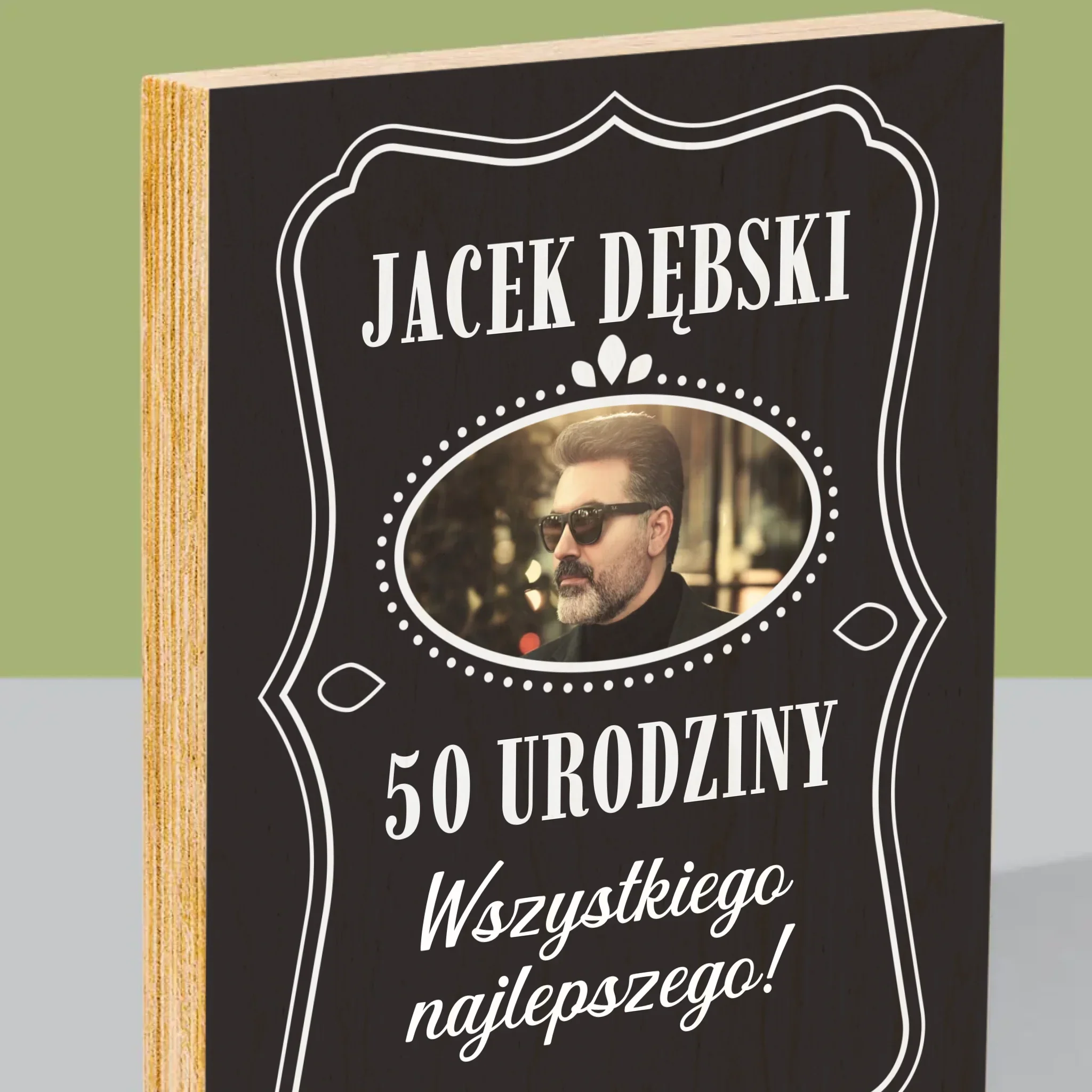 Zdjęcie I Podpis: 50 Urodziny Wszystkiego Najlepszego - Wydruk Na Drewnie - Image 2