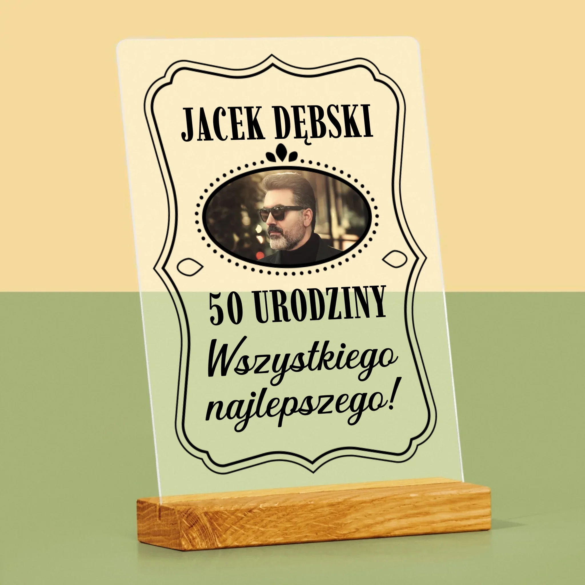 Zdjęcie I Podpis: 50 Urodziny Wszystkiego Najlepszego - Wydruk Na Szkle Akrylowym