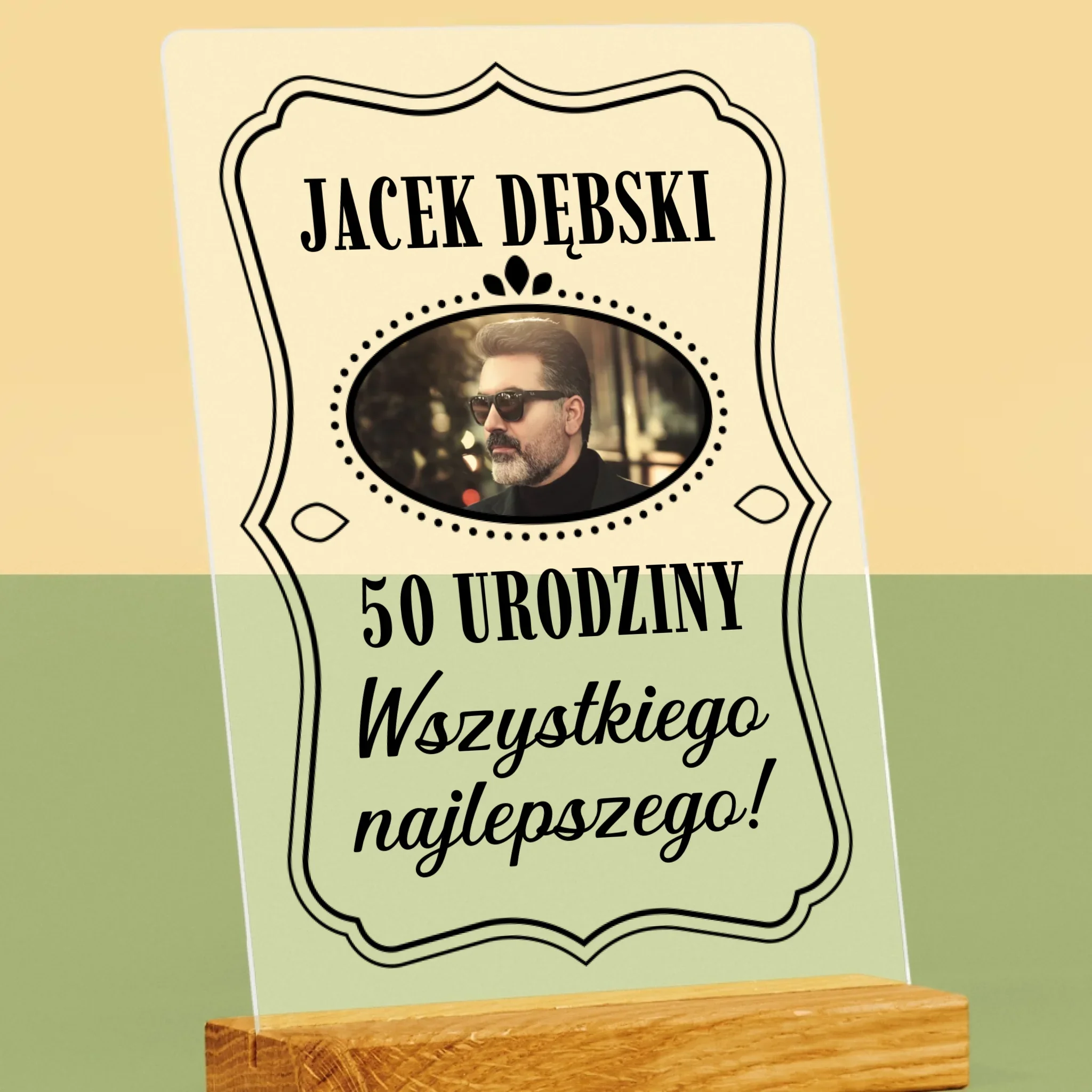 Zdjęcie I Podpis: 50 Urodziny Wszystkiego Najlepszego - Wydruk Na Szkle Akrylowym - Image 2