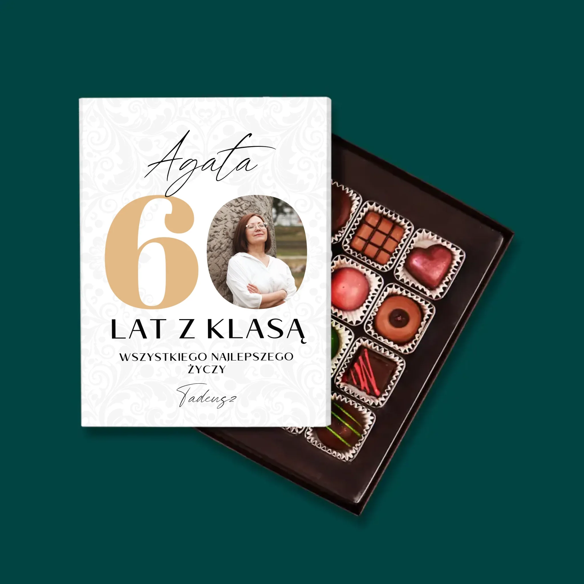 Zdjęcie i Podpis: 60 Lat z Klasą - Personalizowane Praliny