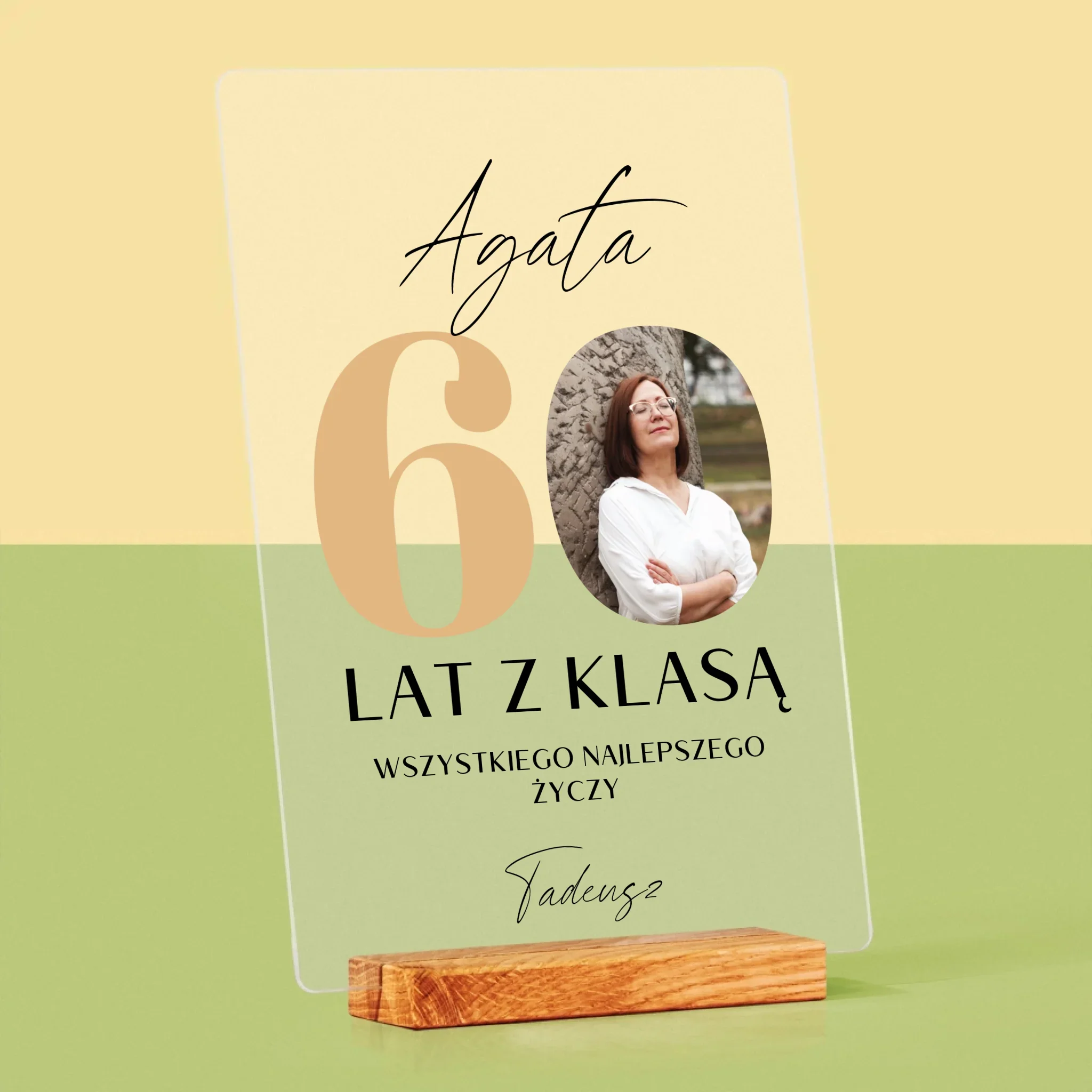 Zdjęcie i Podpis: 60 Lat z Klasą - Wydruk Na Szkle Akrylowym - Image 4