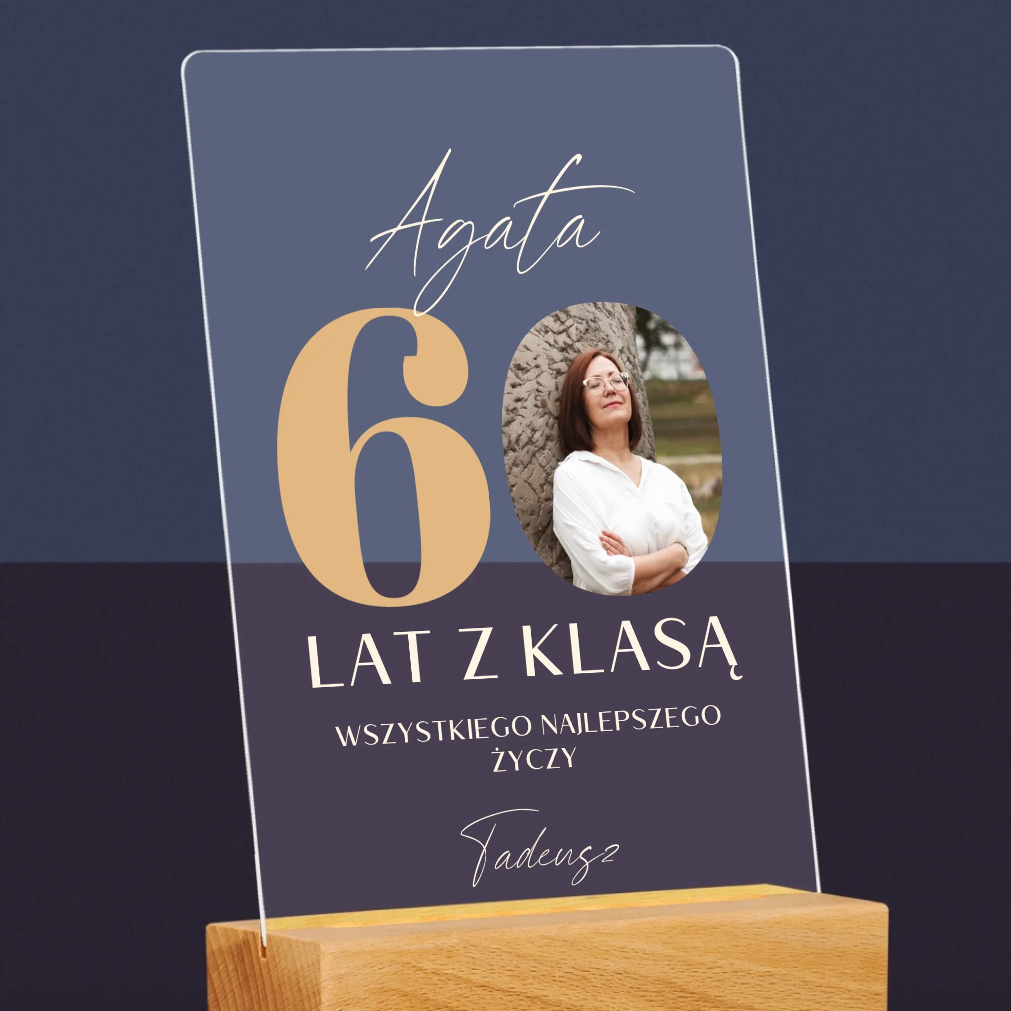 Zdjęcie i Podpis: 60 Lat z Klasą - Wydruk Na Szkle Akrylowym - Image 6