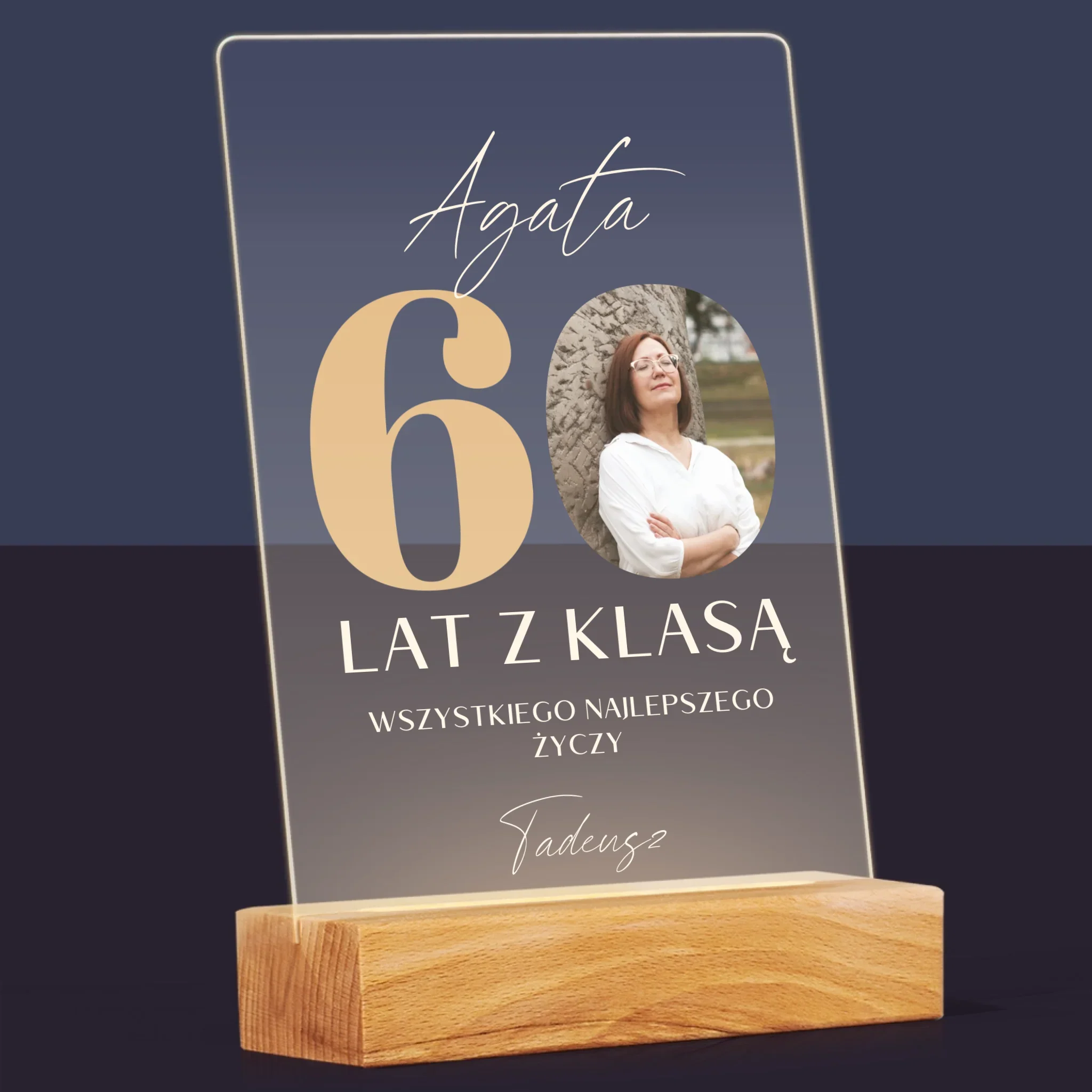 Zdjęcie i Podpis: 60 Lat z Klasą - Wydruk Na Szkle Akrylowym - Image 8