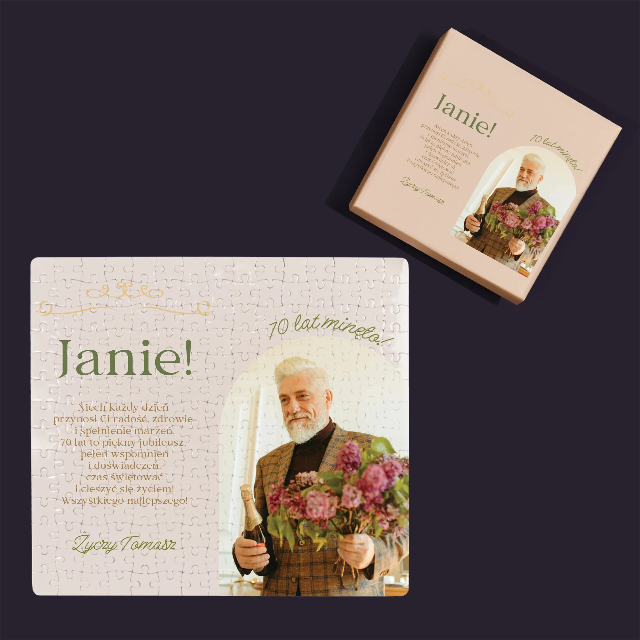 Zdjęcie I Podpis: 70 Lat Minęło - Personalizowane Puzzle - Image 4
