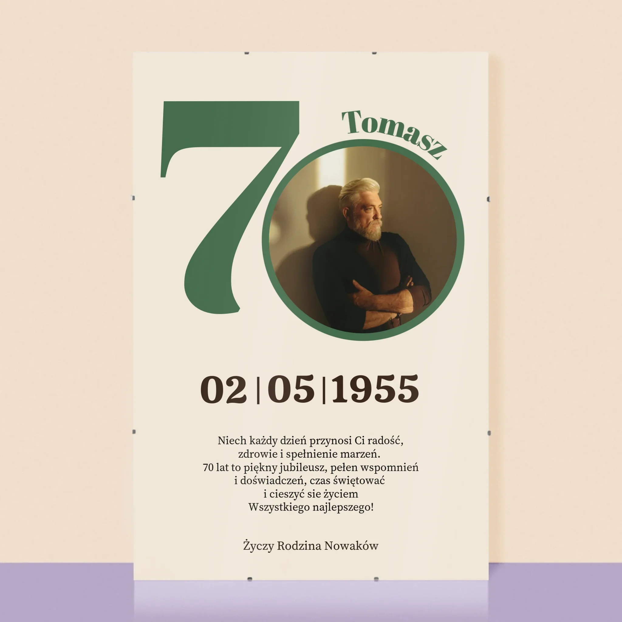 Zdjęcie I Podpis: 70 Urodziny Dedykacja - Personalizowany Plakat