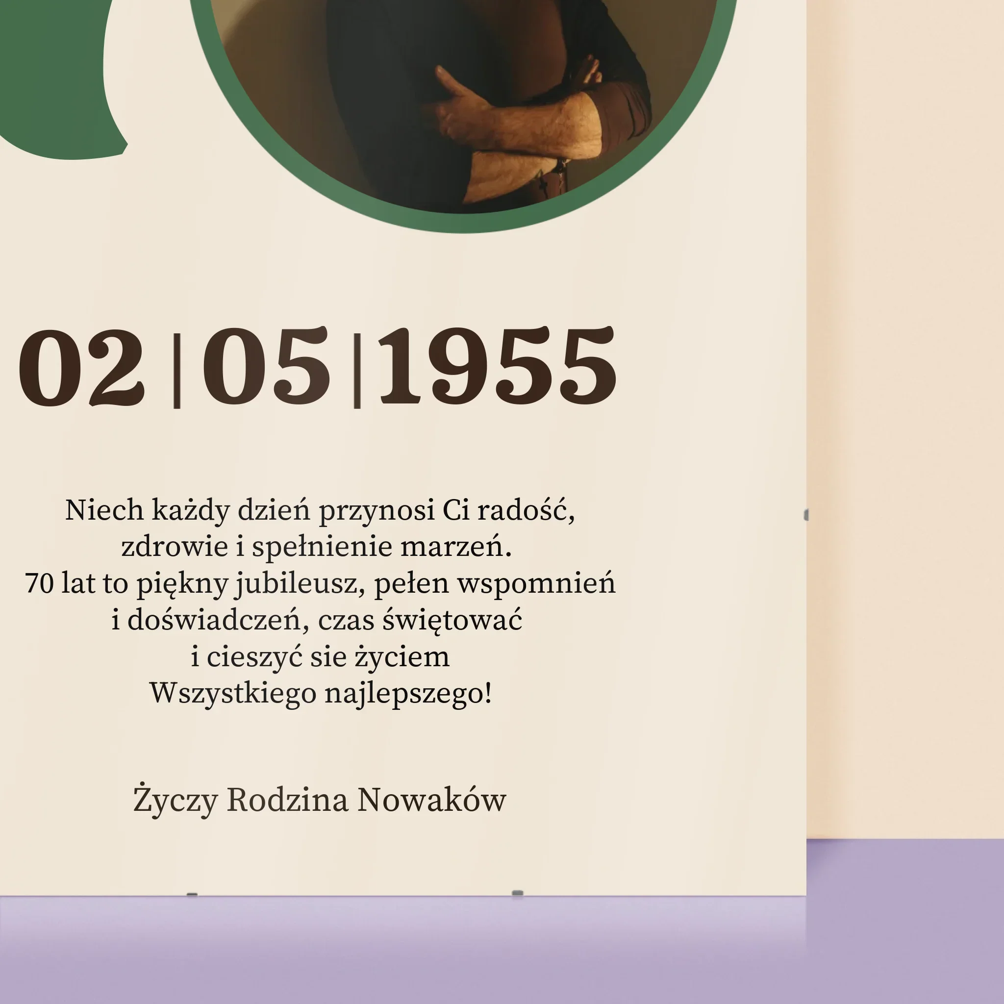 Zdjęcie I Podpis: 70 Urodziny Dedykacja - Personalizowany Plakat - Image 2