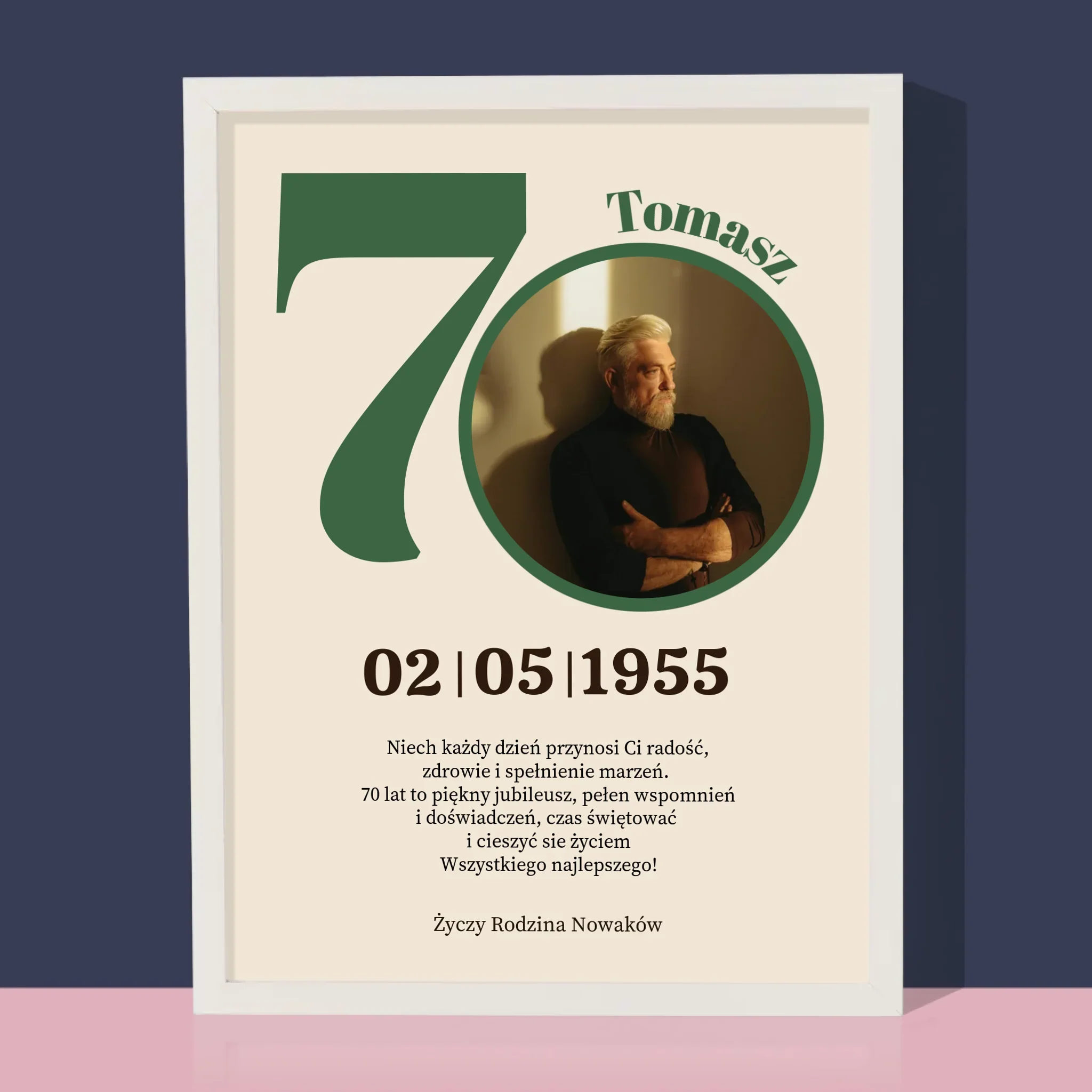 Zdjęcie I Podpis: 70 Urodziny Dedykacja - Wydruk Obramowany - Image 4