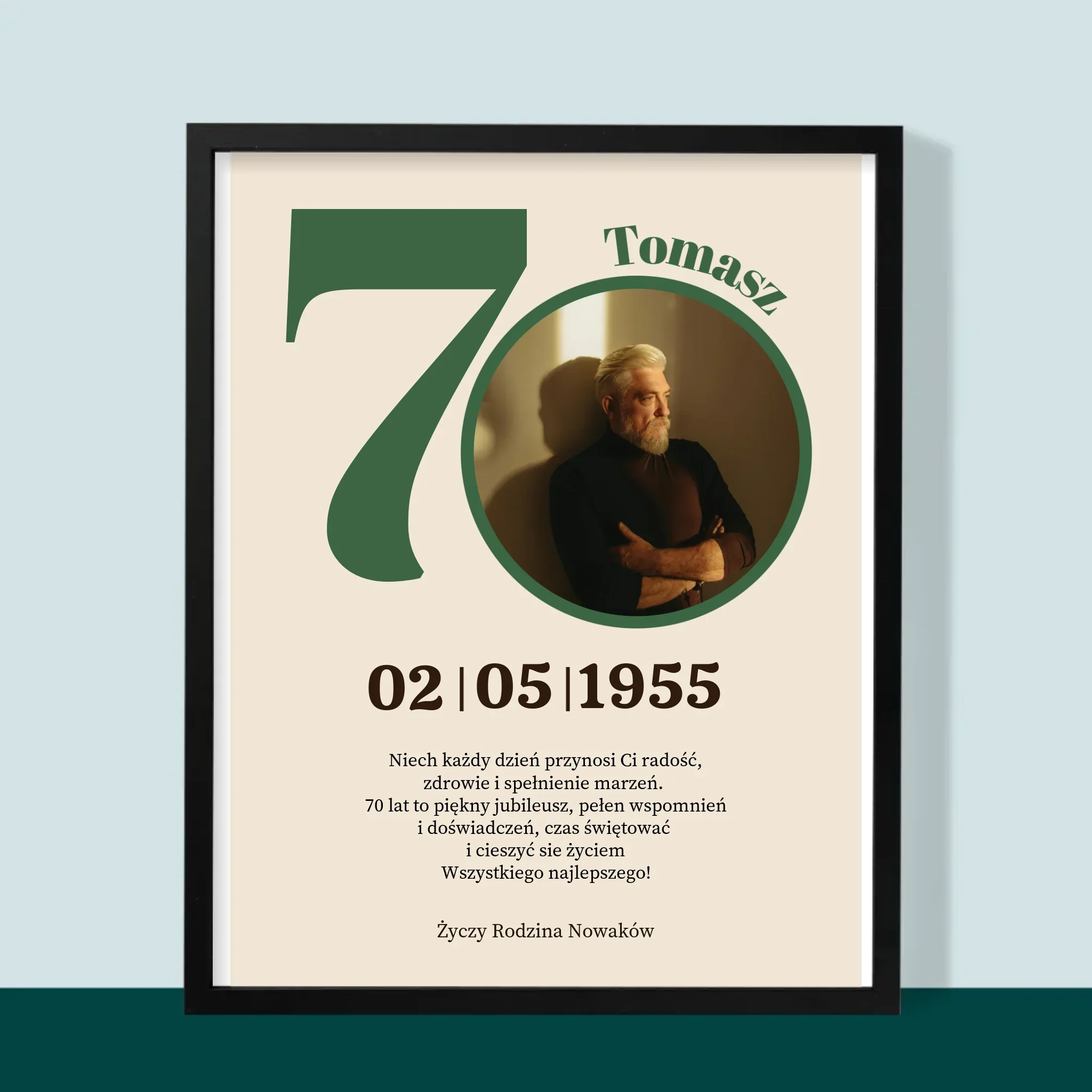 Zdjęcie I Podpis: 70 Urodziny Dedykacja - Wydruk Obramowany - Image 5
