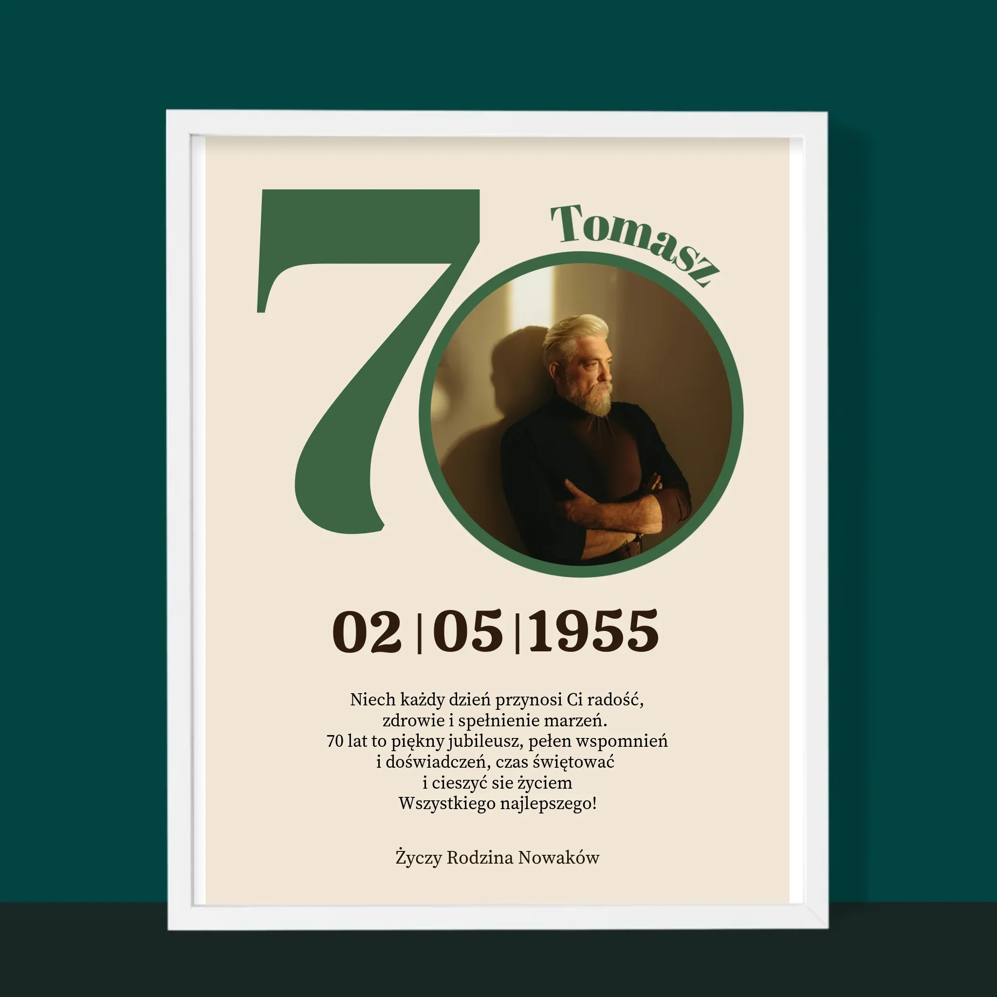 Zdjęcie I Podpis: 70 Urodziny Dedykacja - Wydruk Obramowany - Image 6