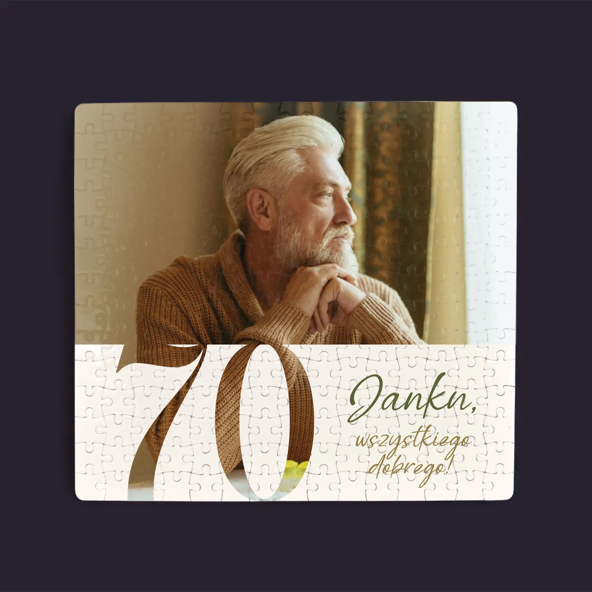 Zdjęcie I Podpis: 70 Urodziny Wszystkiego Dobrego - Personalizowane Puzzle - Image 3