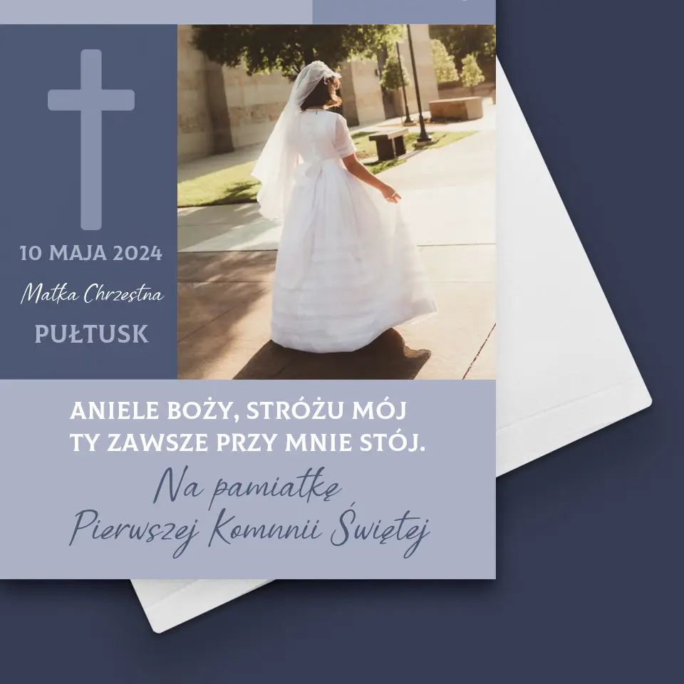 Zdjęcie i Podpis: Aniele Boży Komunia - Kartka z Życzeniami - Image 4