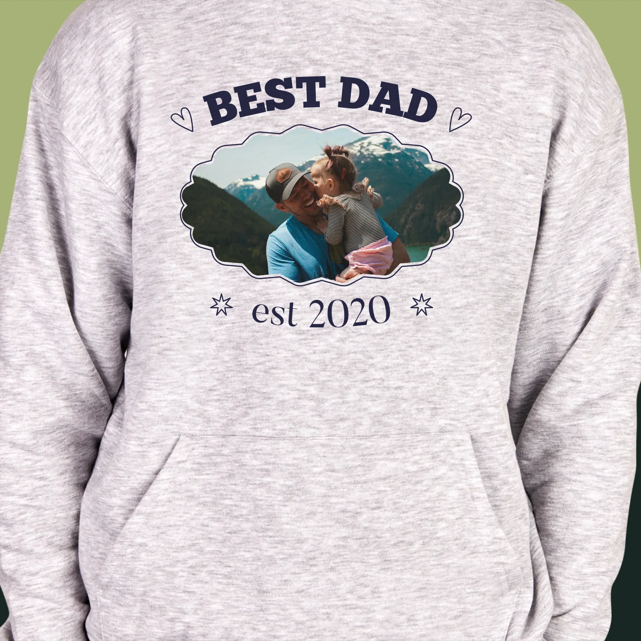 Zdjęcie I Podpis: Best Dad Established - Bluza Męska Z Kapturem - Image 6
