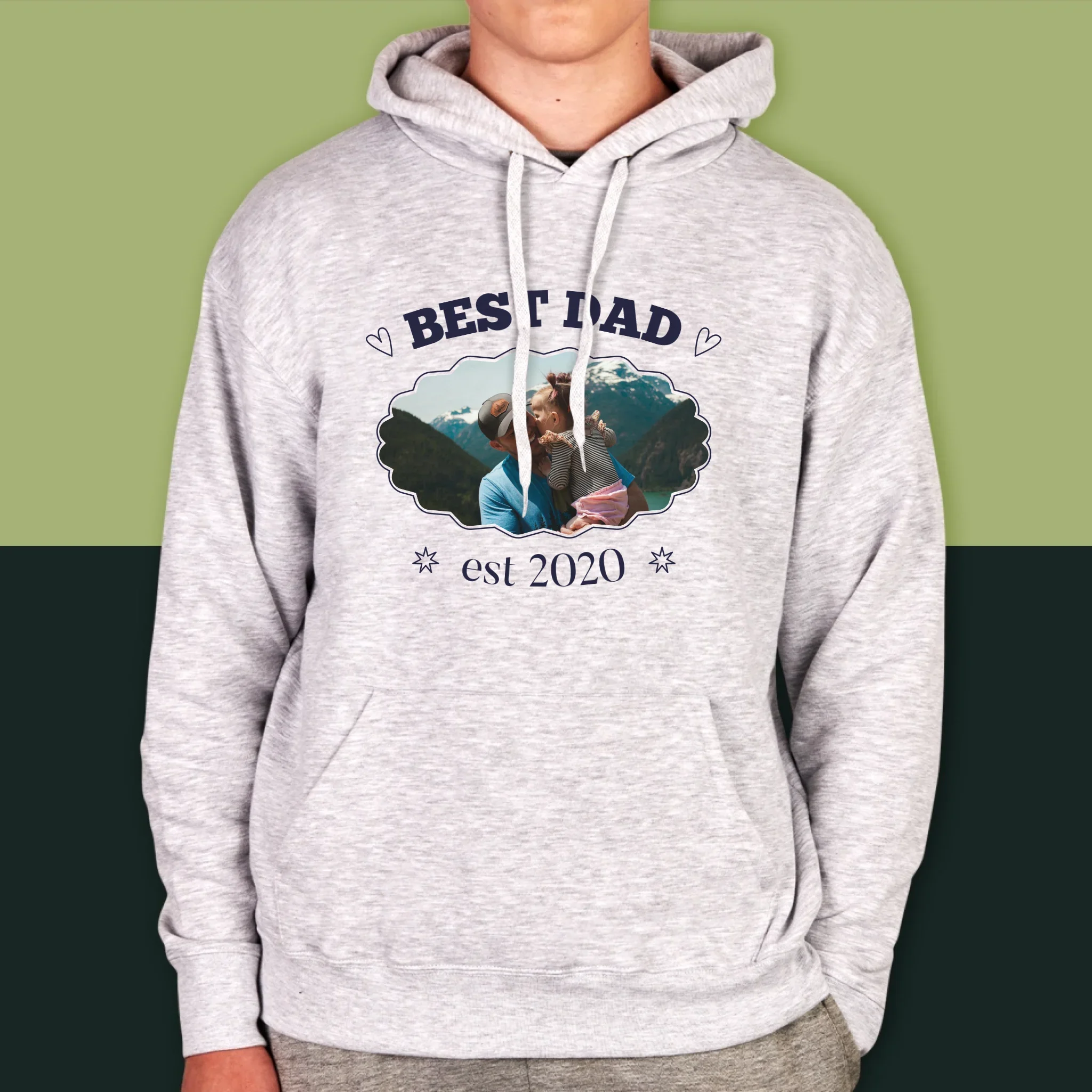 Zdjęcie I Podpis: Best Dad Established - Bluza Męska Z Kapturem - Image 8