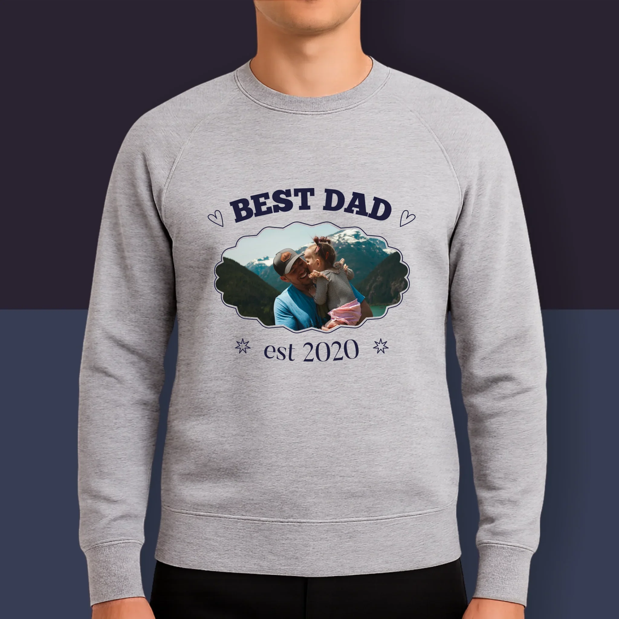 Zdjęcie I Podpis: Best Dad Established - Bluza Męska Z Kapturem - Image 9