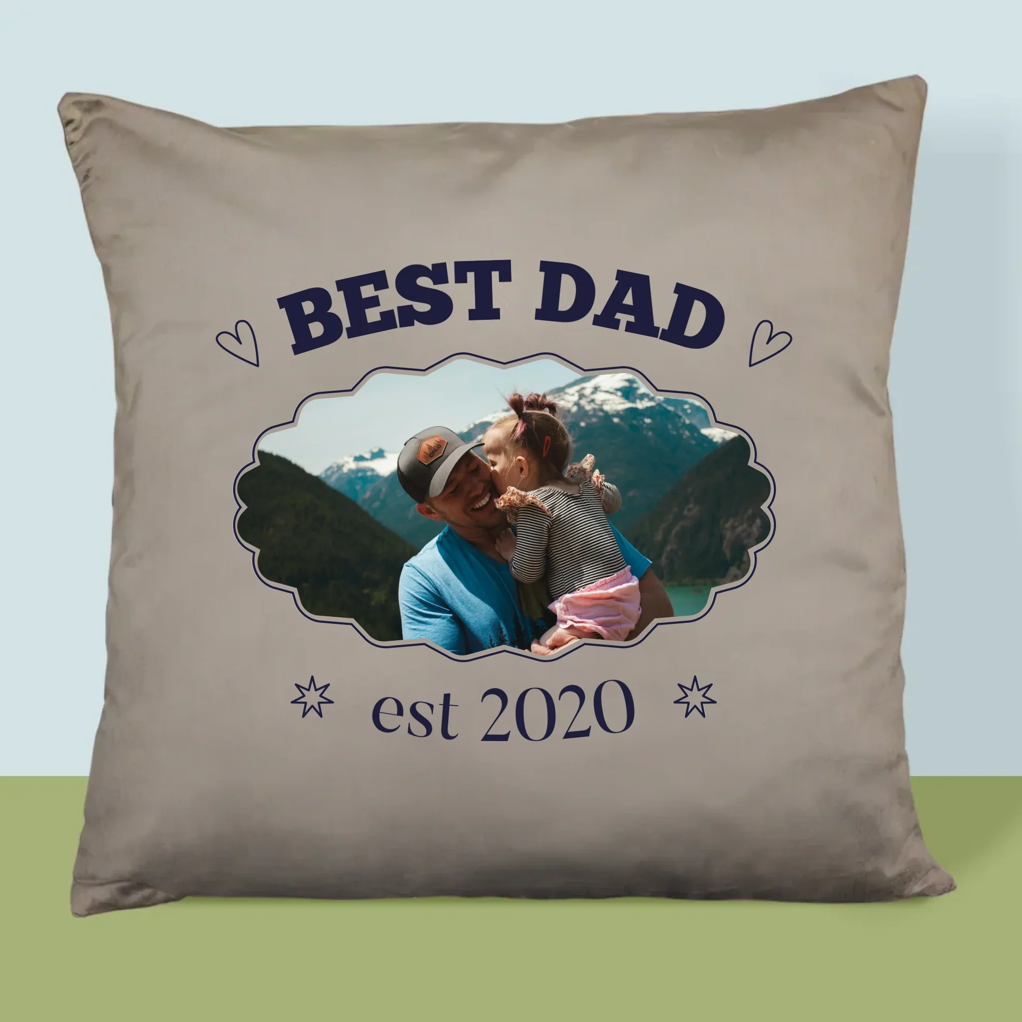 Zdjęcie I Podpis: Best Dad Established - Poduszka z Nadrukiem - Image 3