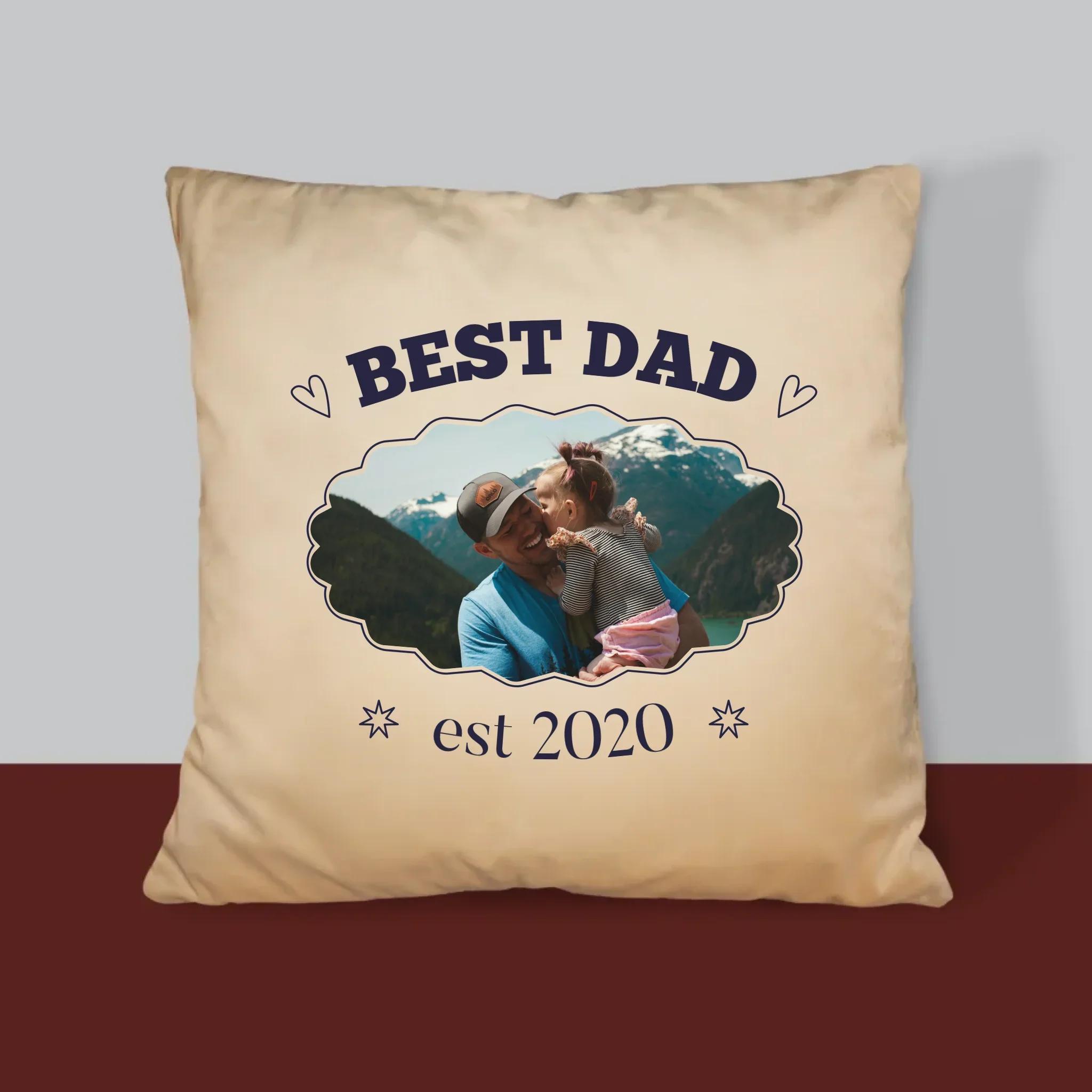 Zdjęcie I Podpis: Best Dad Established - Poduszka z Nadrukiem - Image 4