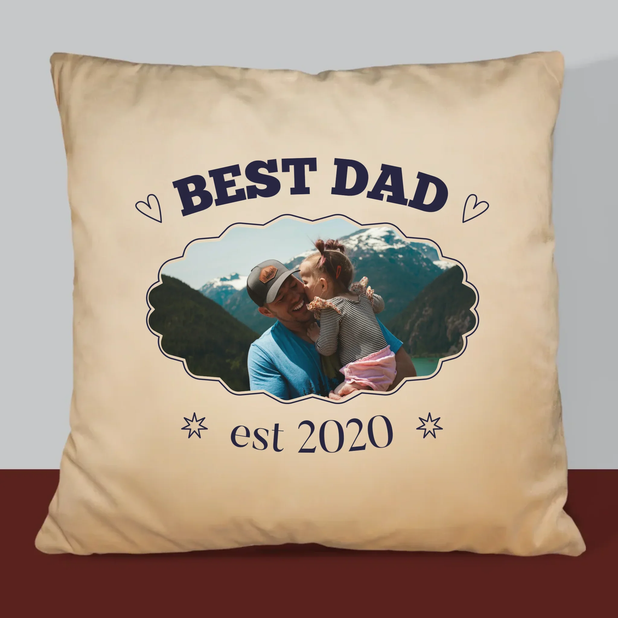 Zdjęcie I Podpis: Best Dad Established - Poduszka z Nadrukiem - Image 6