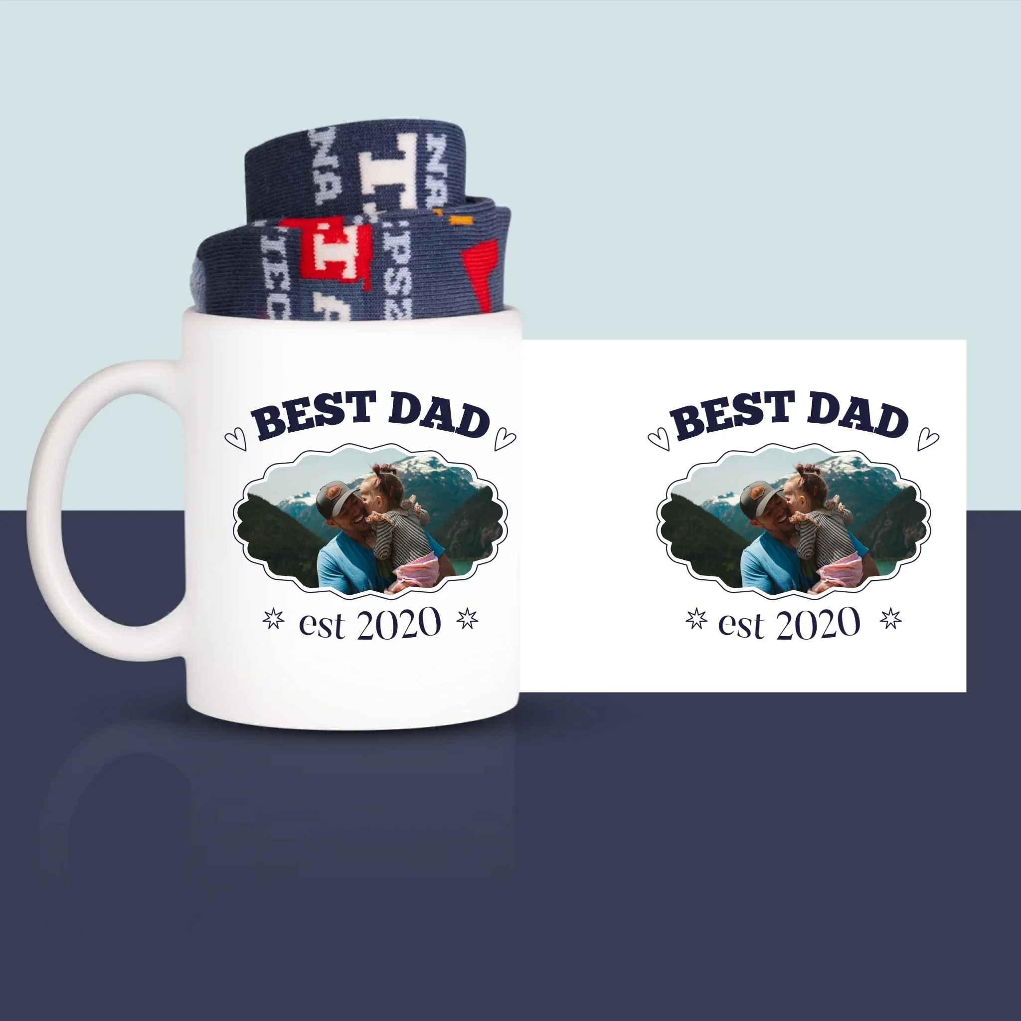 Zdjęcie i Podpis: Best Dad Established - Skarpetki w Kubku Dla Taty - Image 3